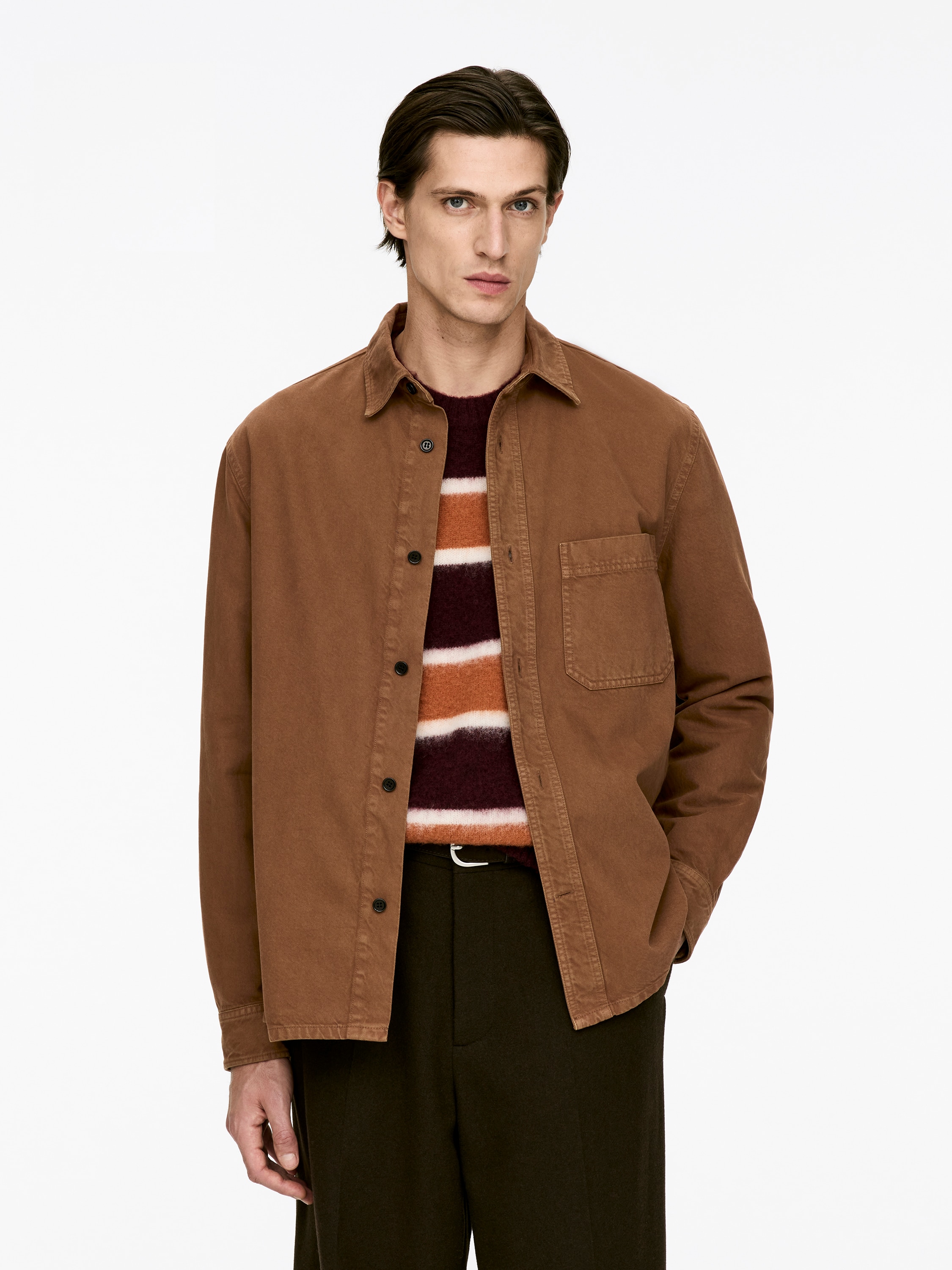 Cotton Overshirt - Brown/Beige/Blue
