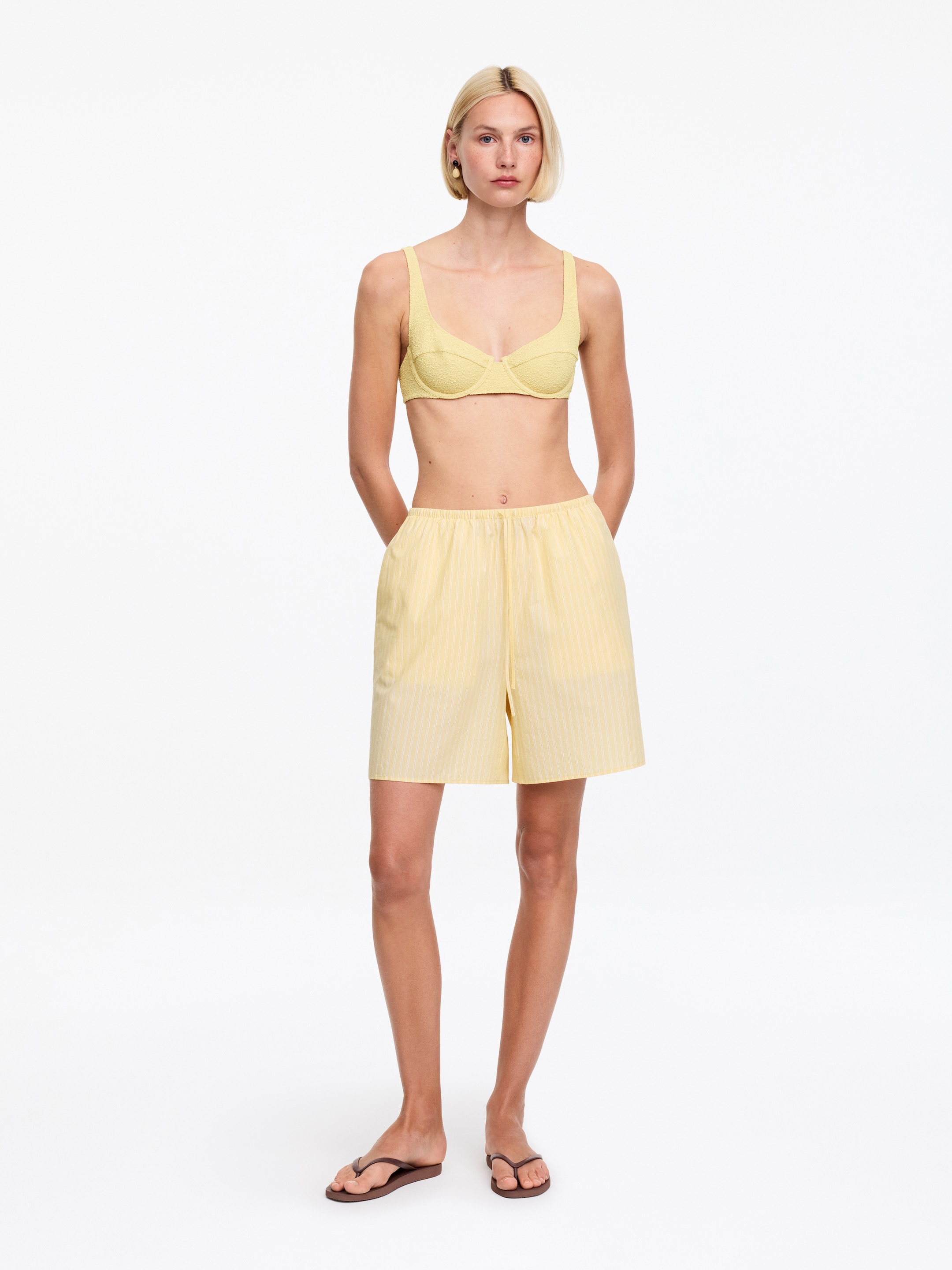Cotton shorts-#D8D492-19255