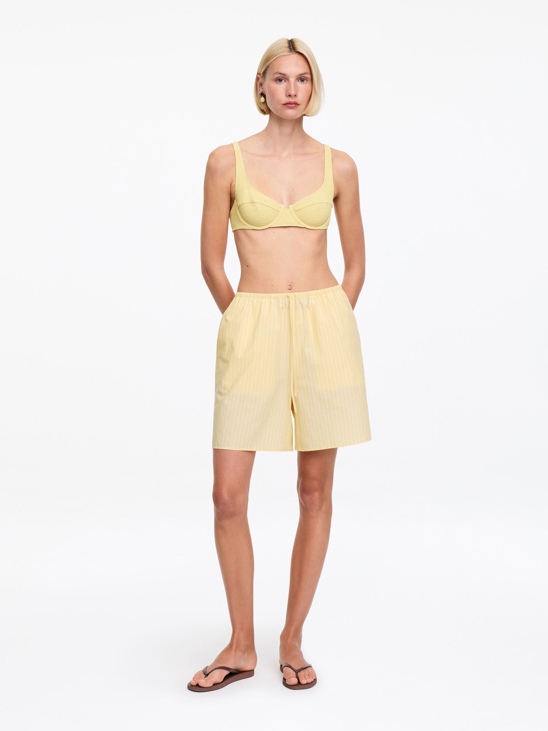 Cotton shorts-#D8D492-19255