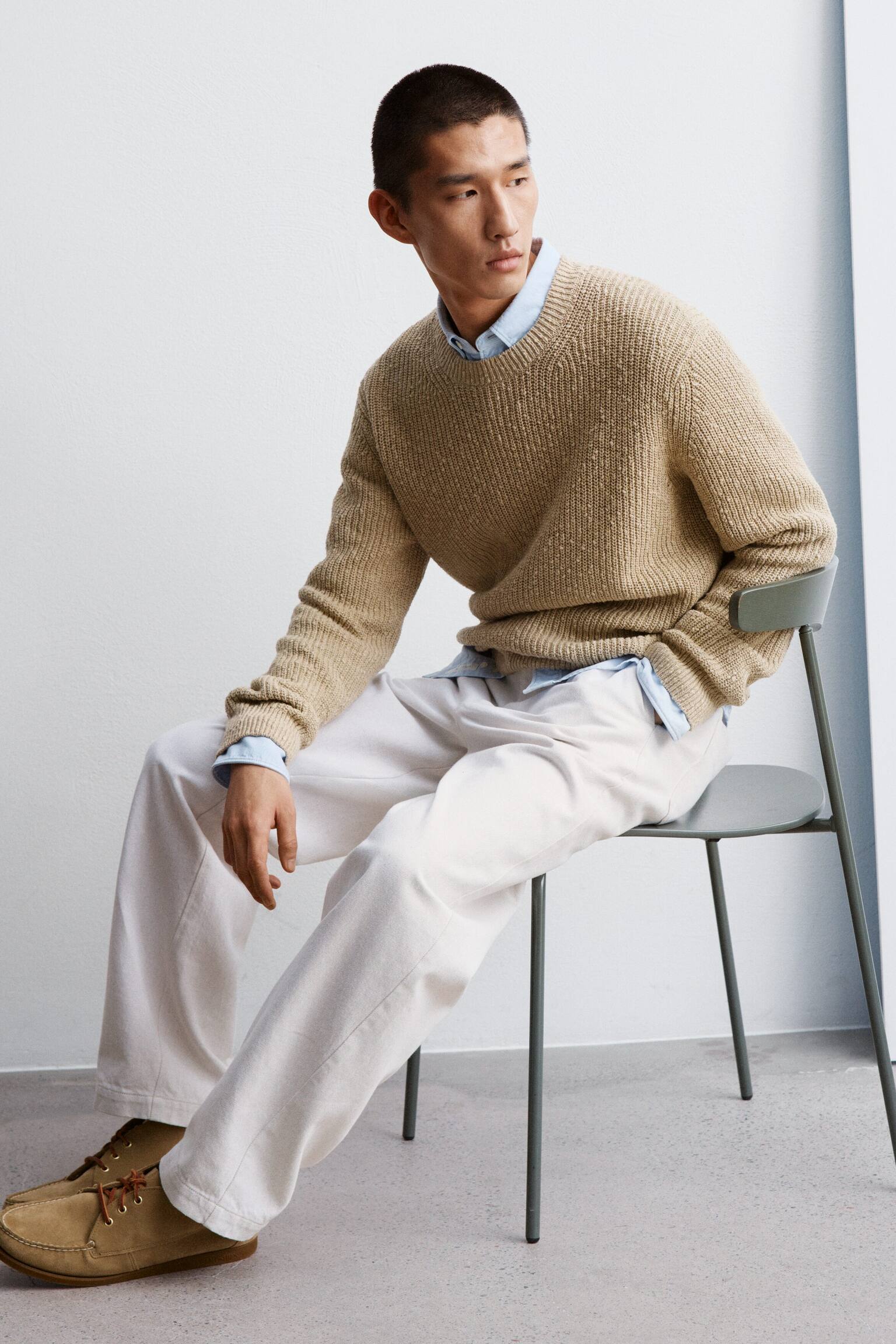 Trui van katoen en linnen - Beige - 4