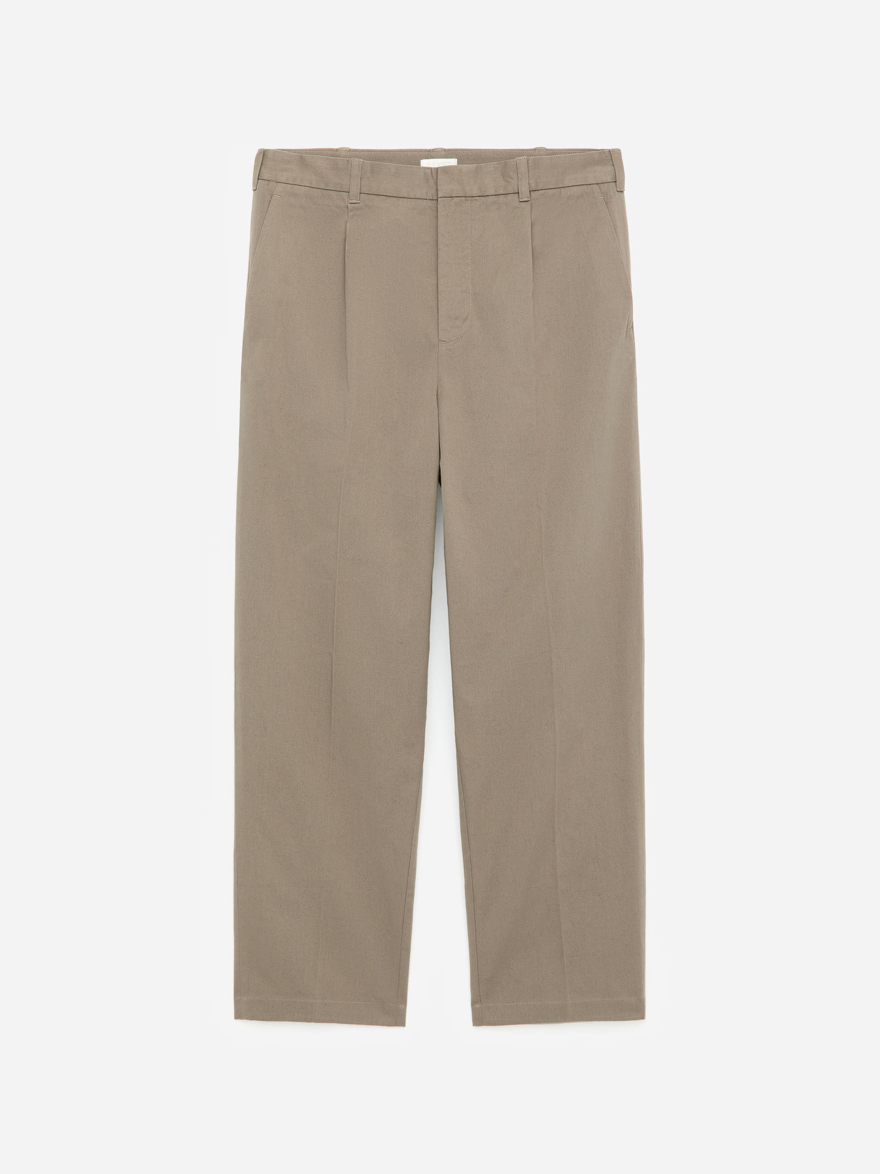 Loose Fit Cotton Trousers-Beige-17522