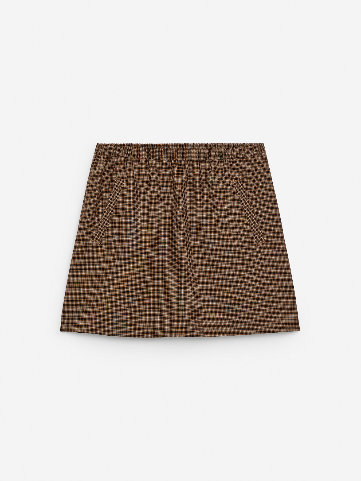 Elastic-Waist Mini Skirt - Brown - 2