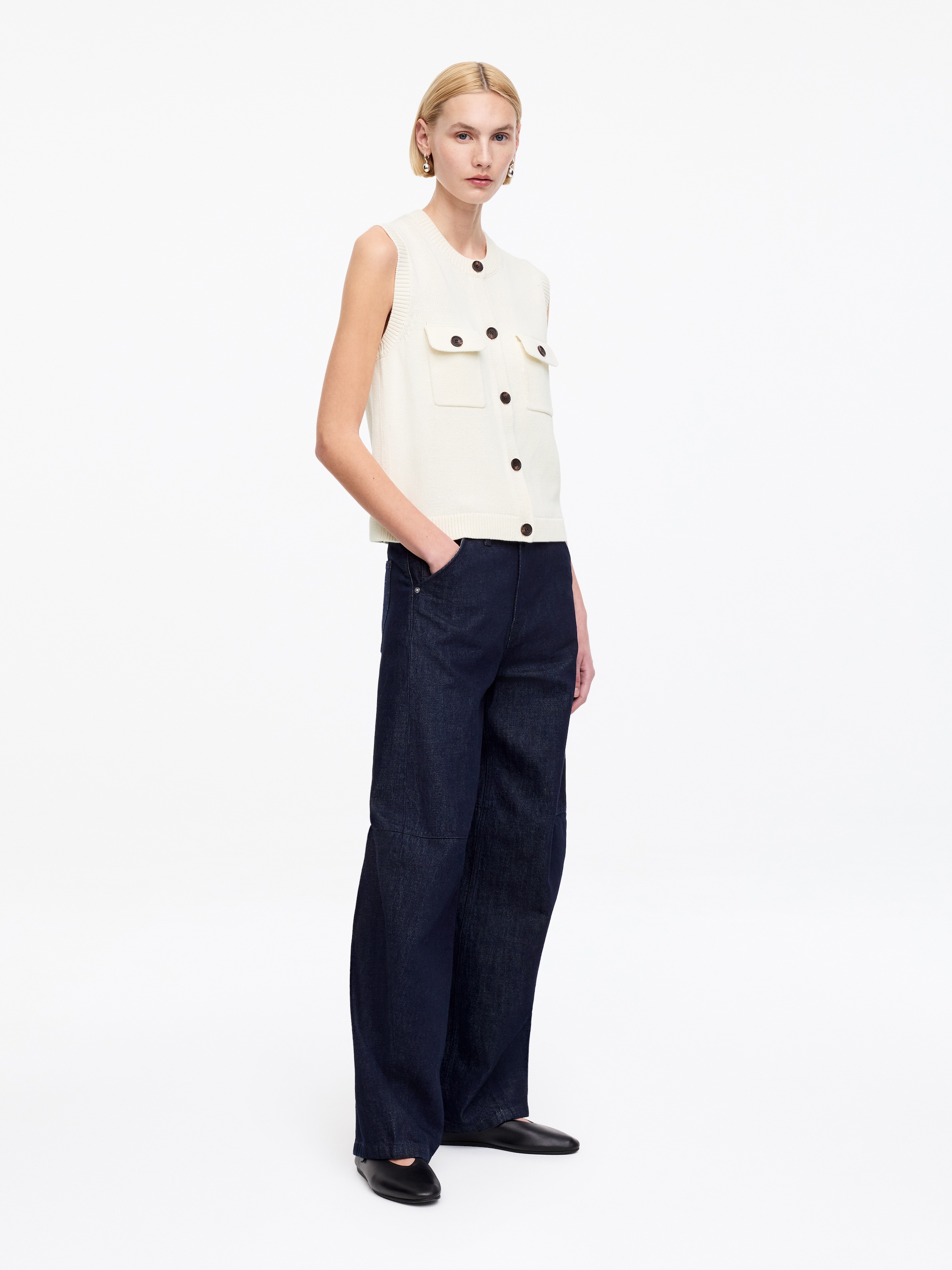 Knitted Cotton Vest - White - Regular fit - Women - StillMedia/Lookbook - 8