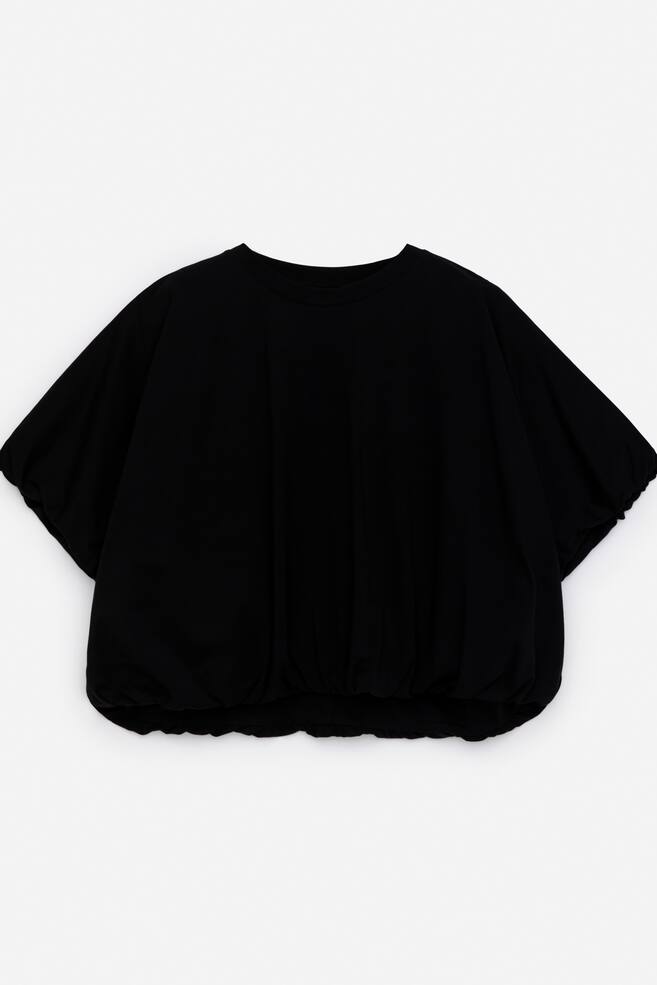 Balloon-Hem T-Shirt - Black - 1