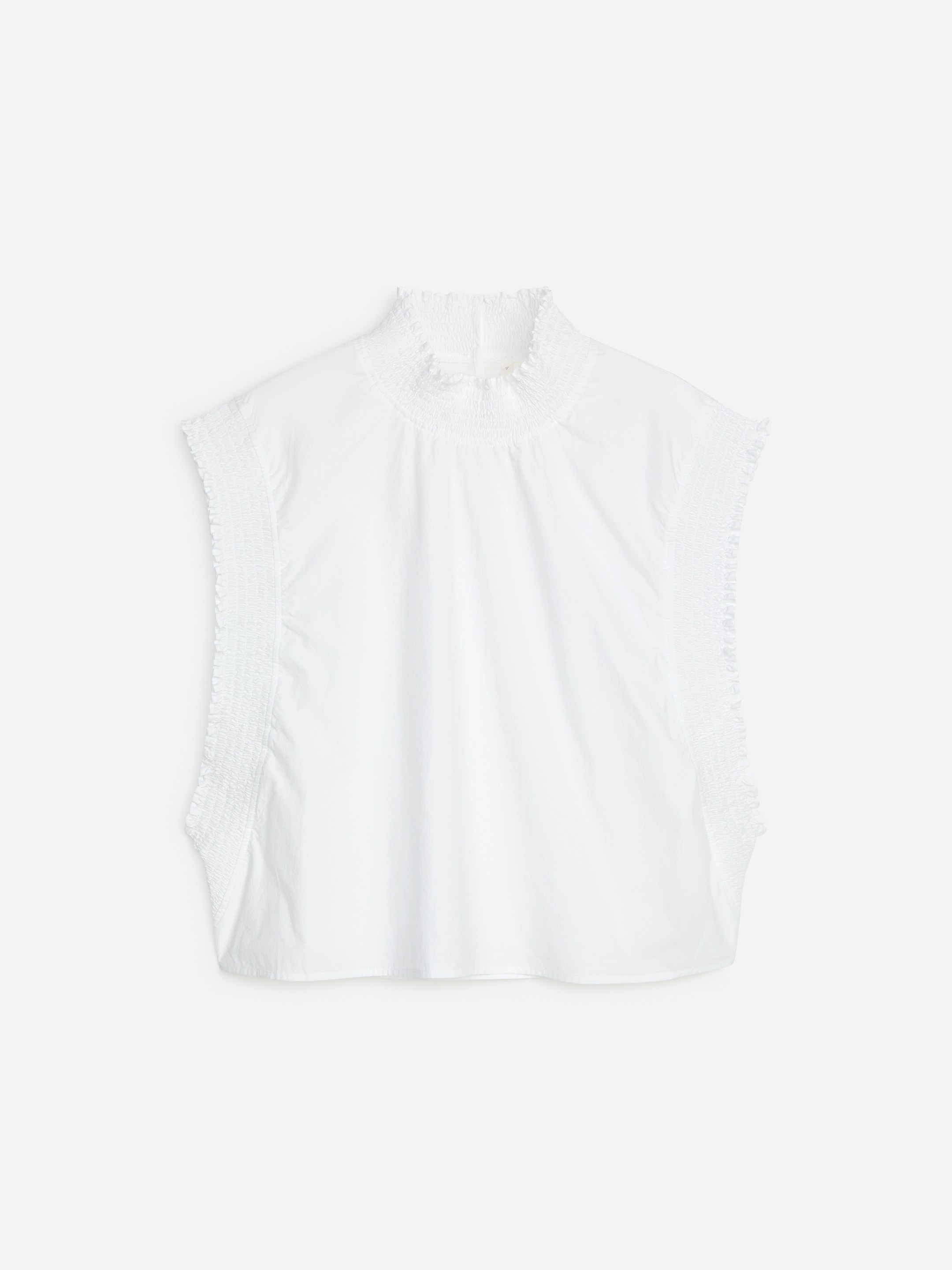 Smocked Cotton Poplin Top - Blanc - Regular fit - Femme - StillMedia/DescriptiveStillLife - 1