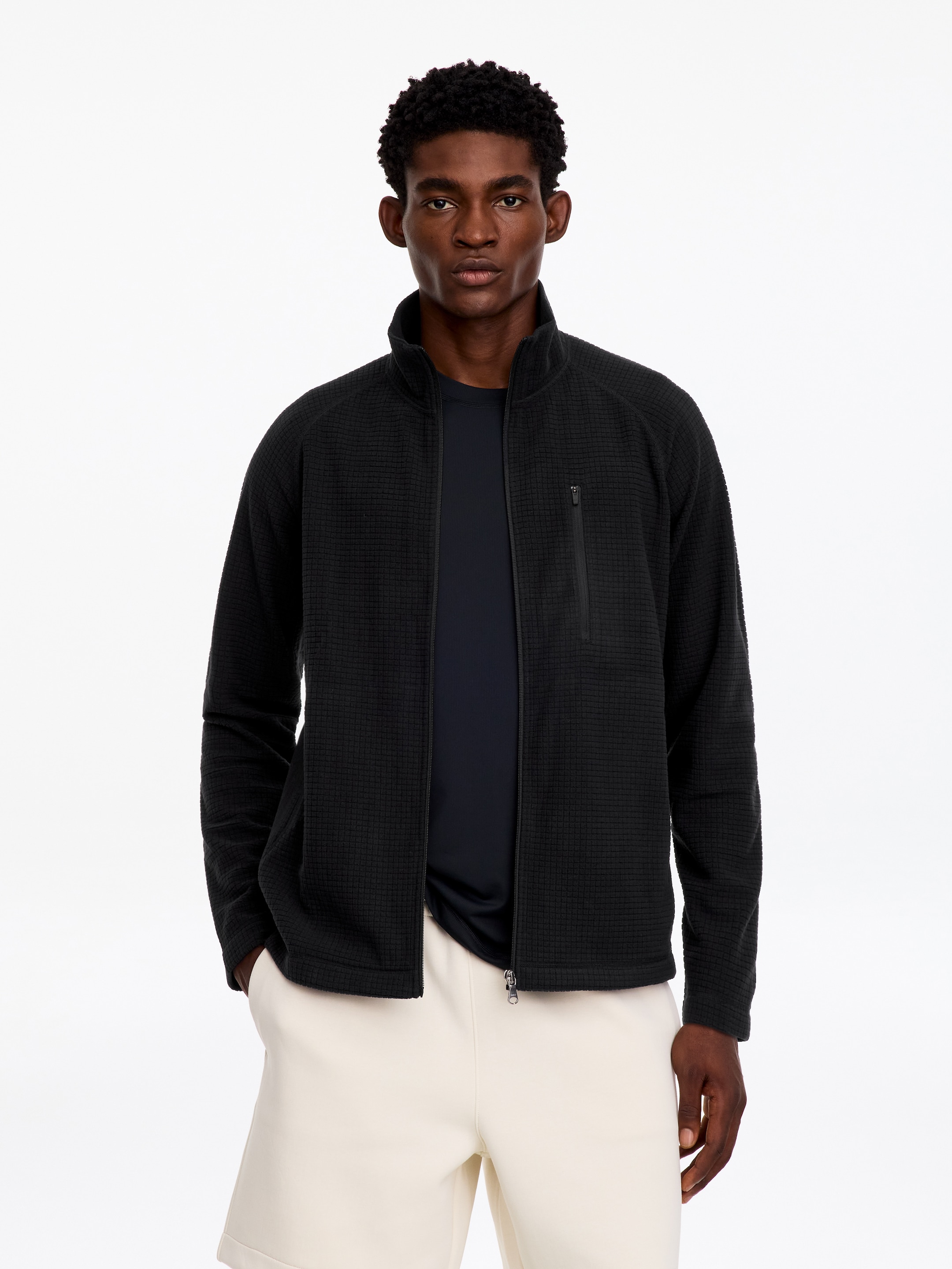 ARKET ACTIVE Fleecejacke mit Gittermuster - Schwarz - Regular Fit - men - StillMedia/Lookbook - 2