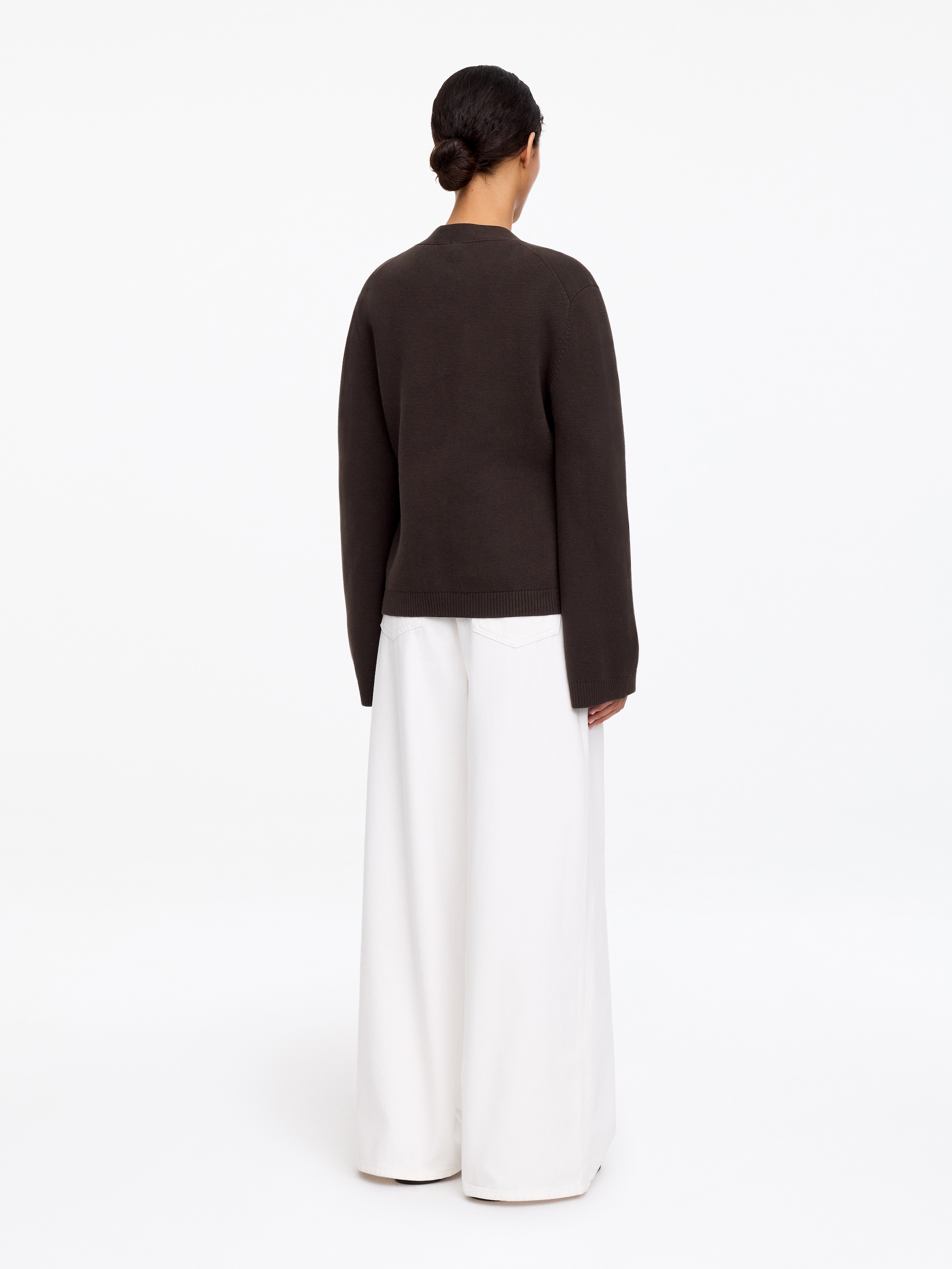 Cotton Cardigan - Dark Brown - Loose fit - Women - StillMedia/Lookbook - 7