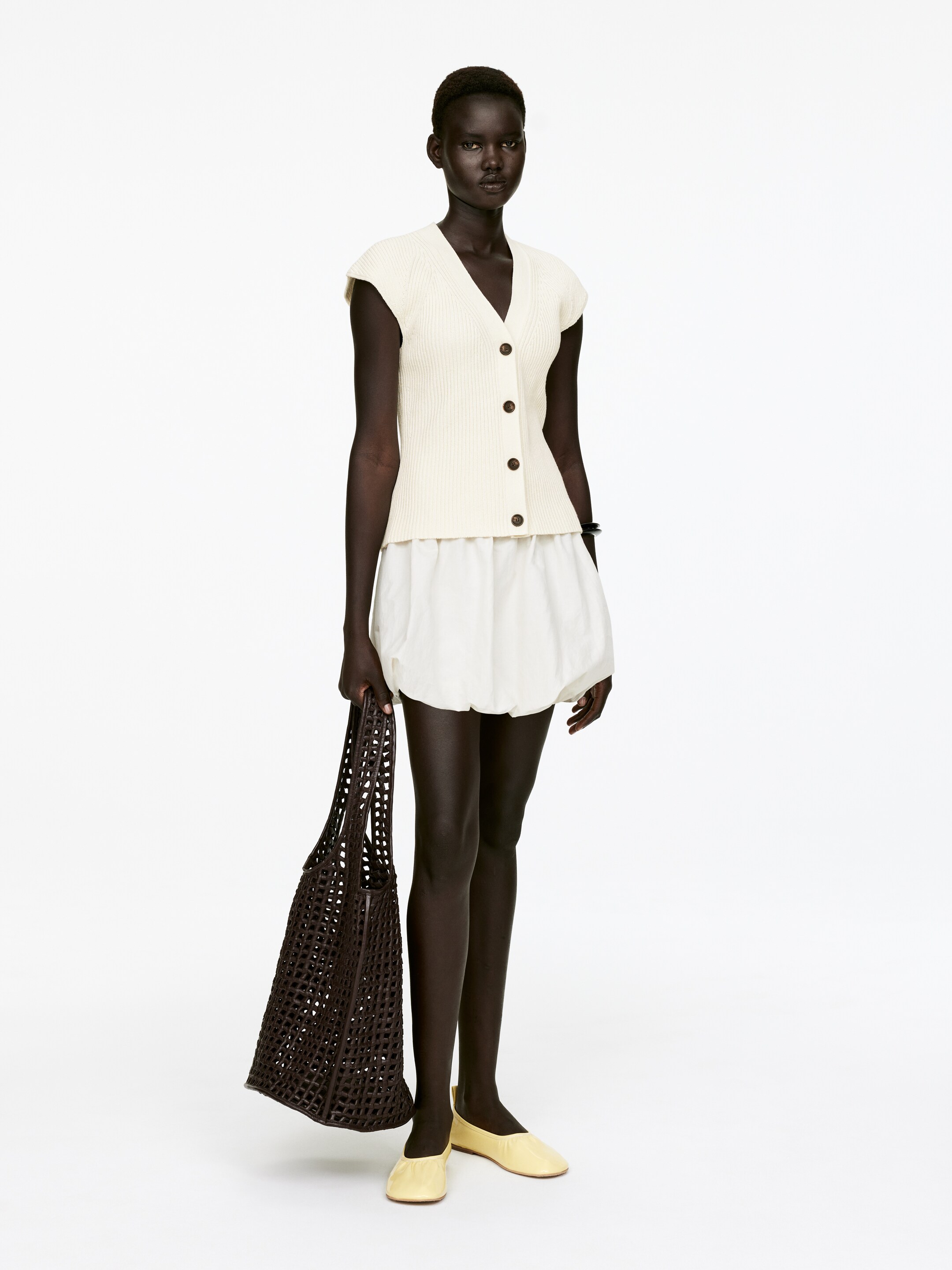Ver imagem maior: Top de malha sem mangas - Branco sujo - SENHORA | H&M PT 3