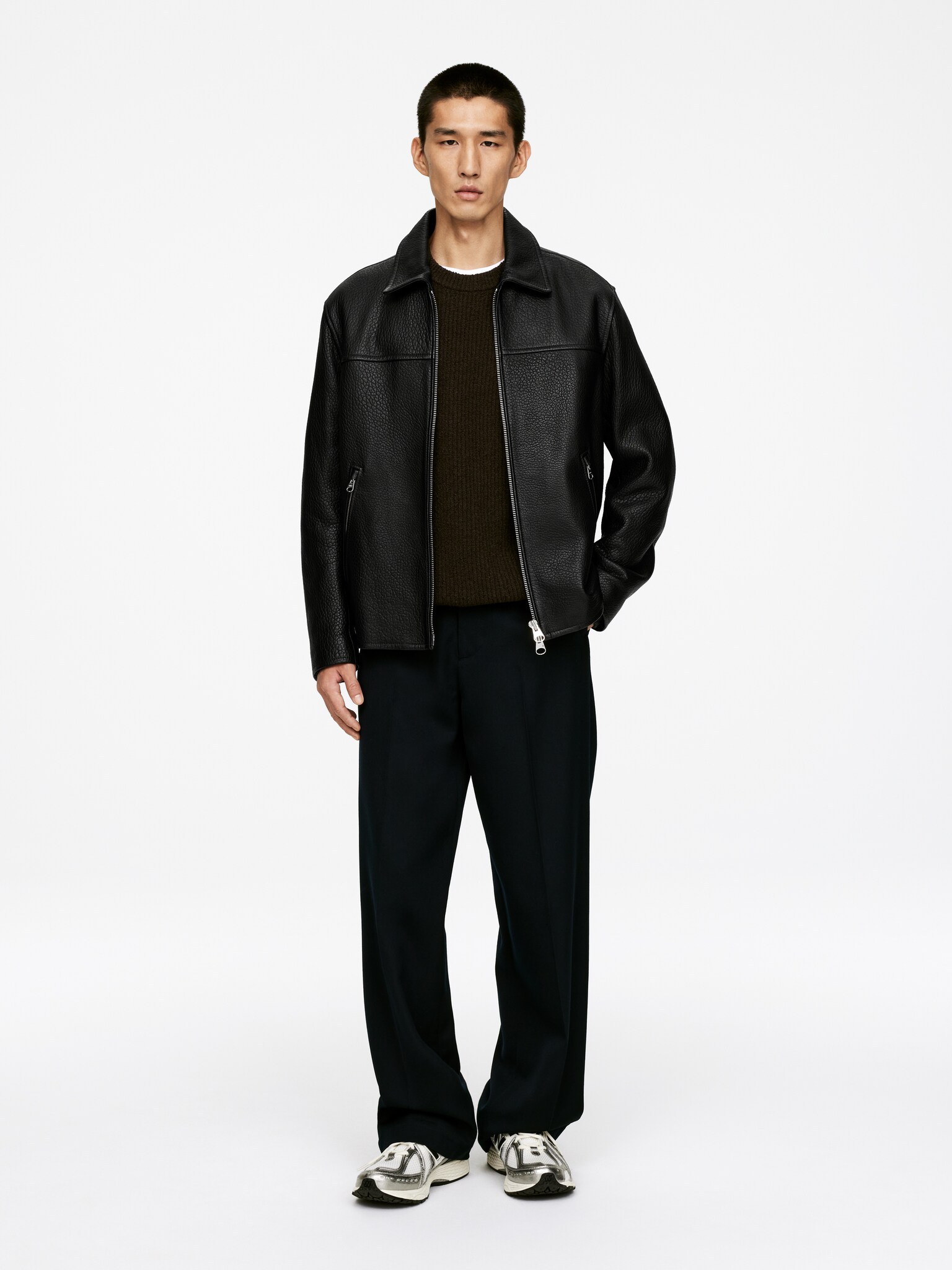 Veste en cuir - Noir - 1
