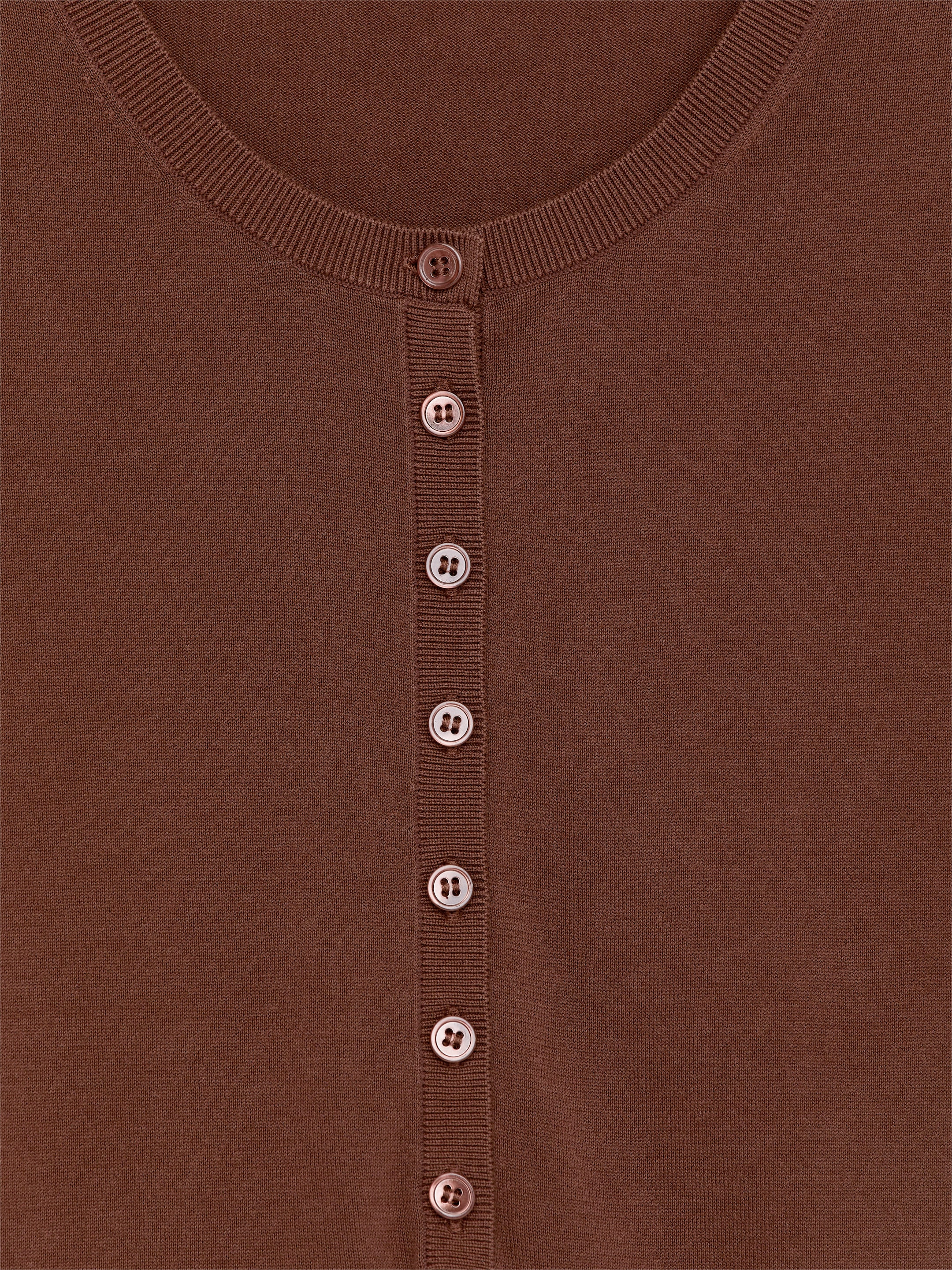 Cotton Henley Top - Dark Brown - Slim fit - Women - StillMedia/DescriptiveDetail - 1