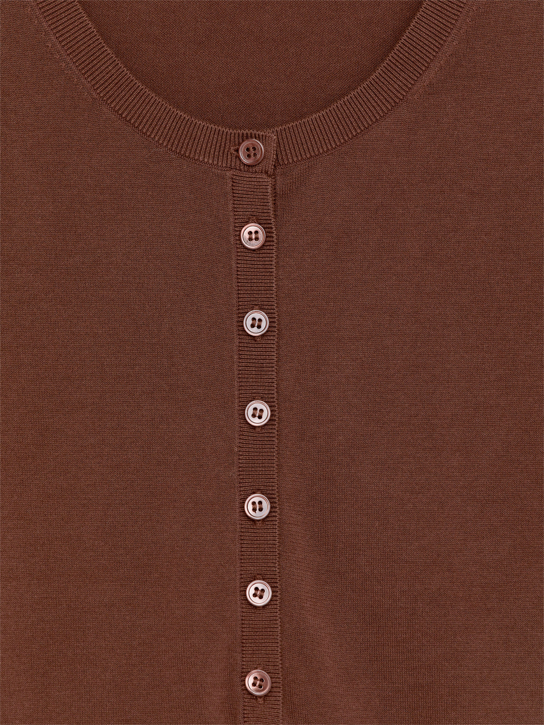 Cotton Henley Top - Dark Brown - Slim fit - Women - StillMedia/DescriptiveDetail - 1