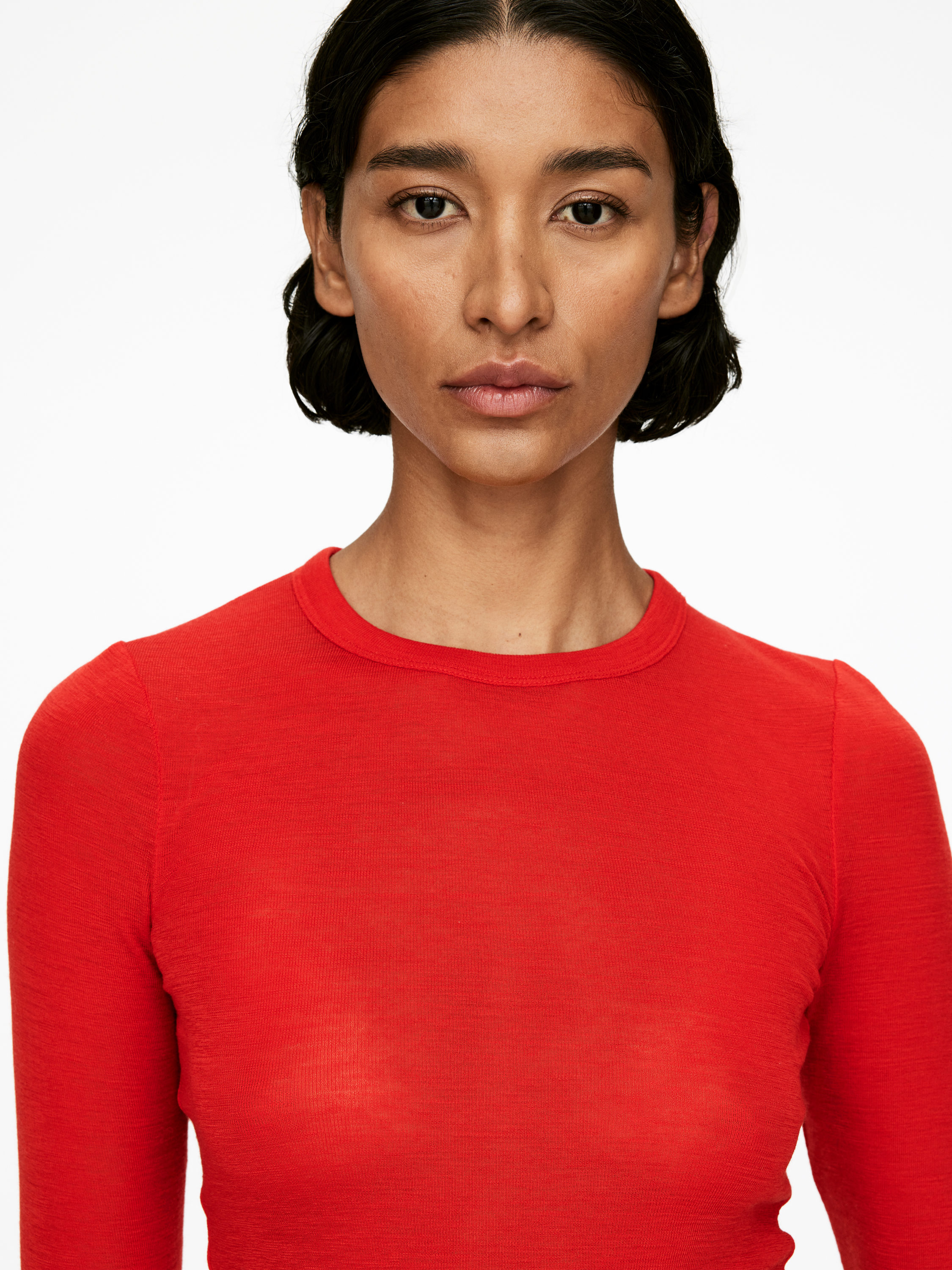 Long-Sleeved Merino Top - Red - Slim fit - Women - StillMedia/Lookbook - 5