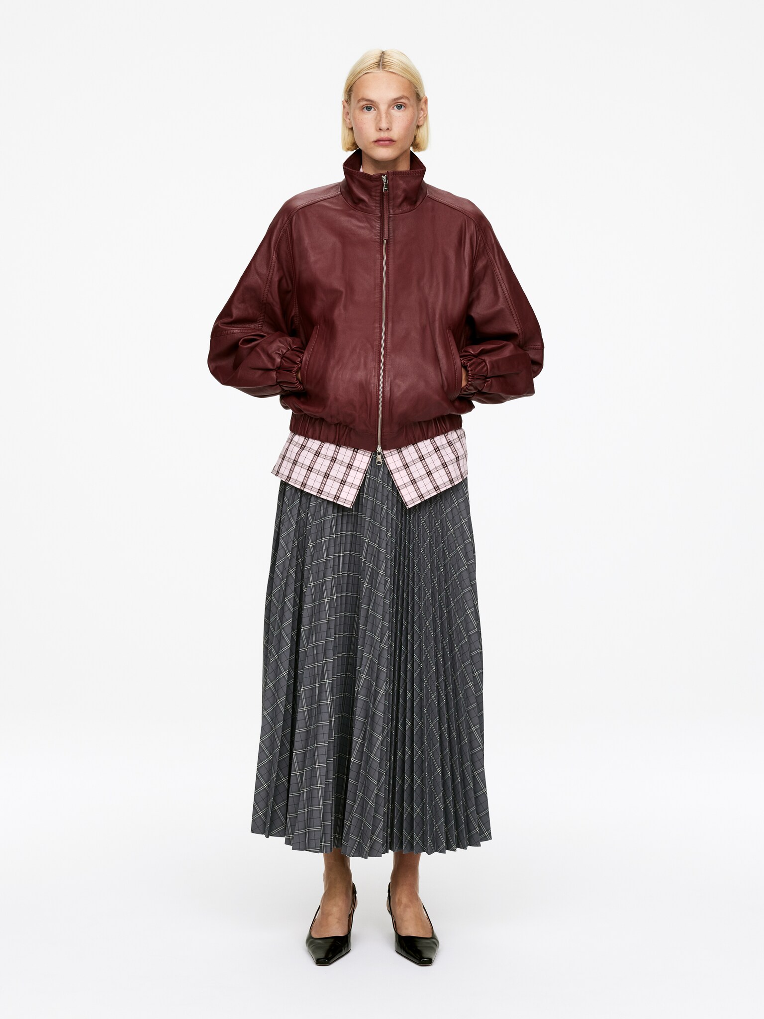 Pleated Skirt - Grey/Checkered