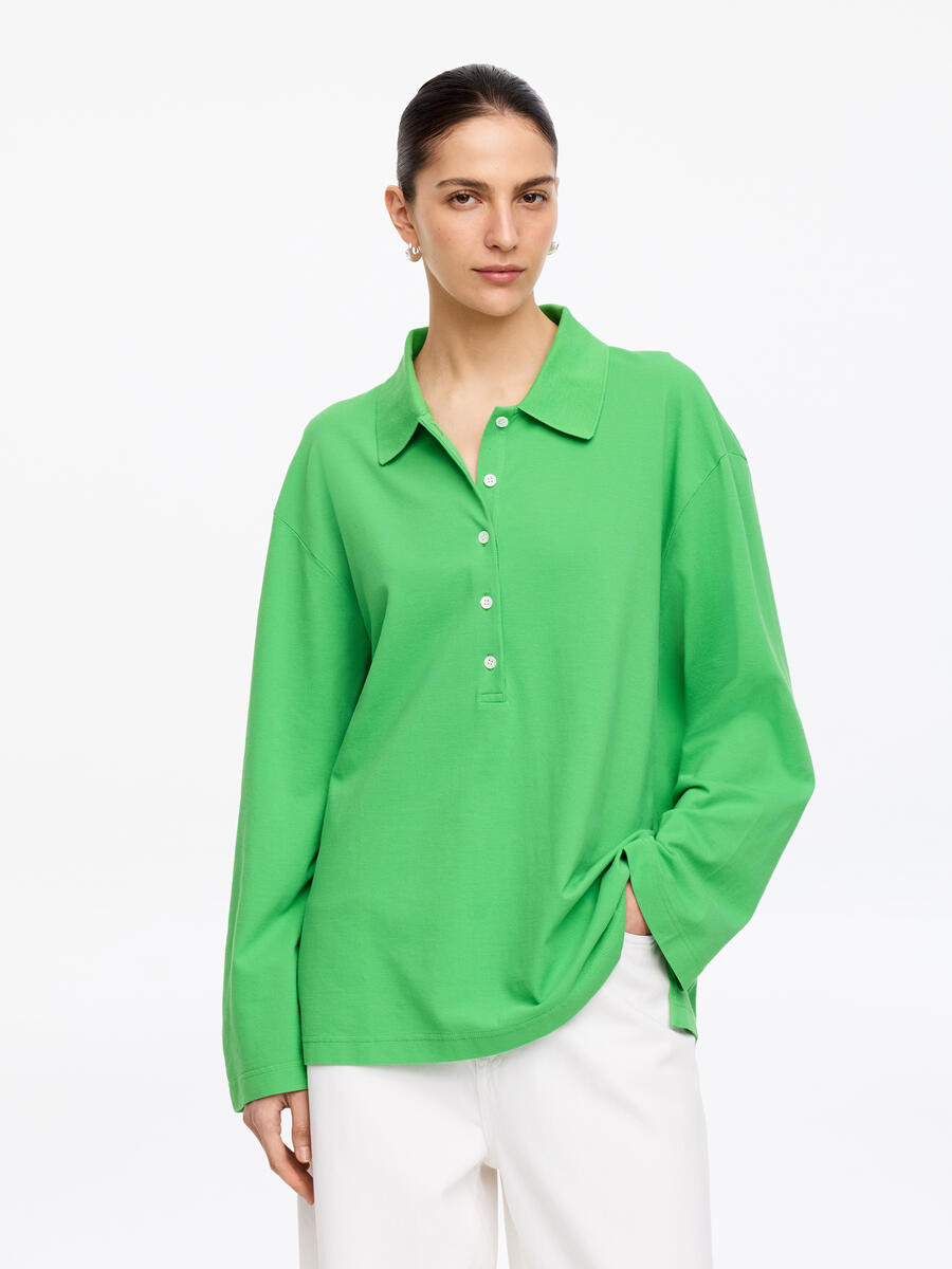 ARKET Women's  Pique Polo Shirt Green,  size M