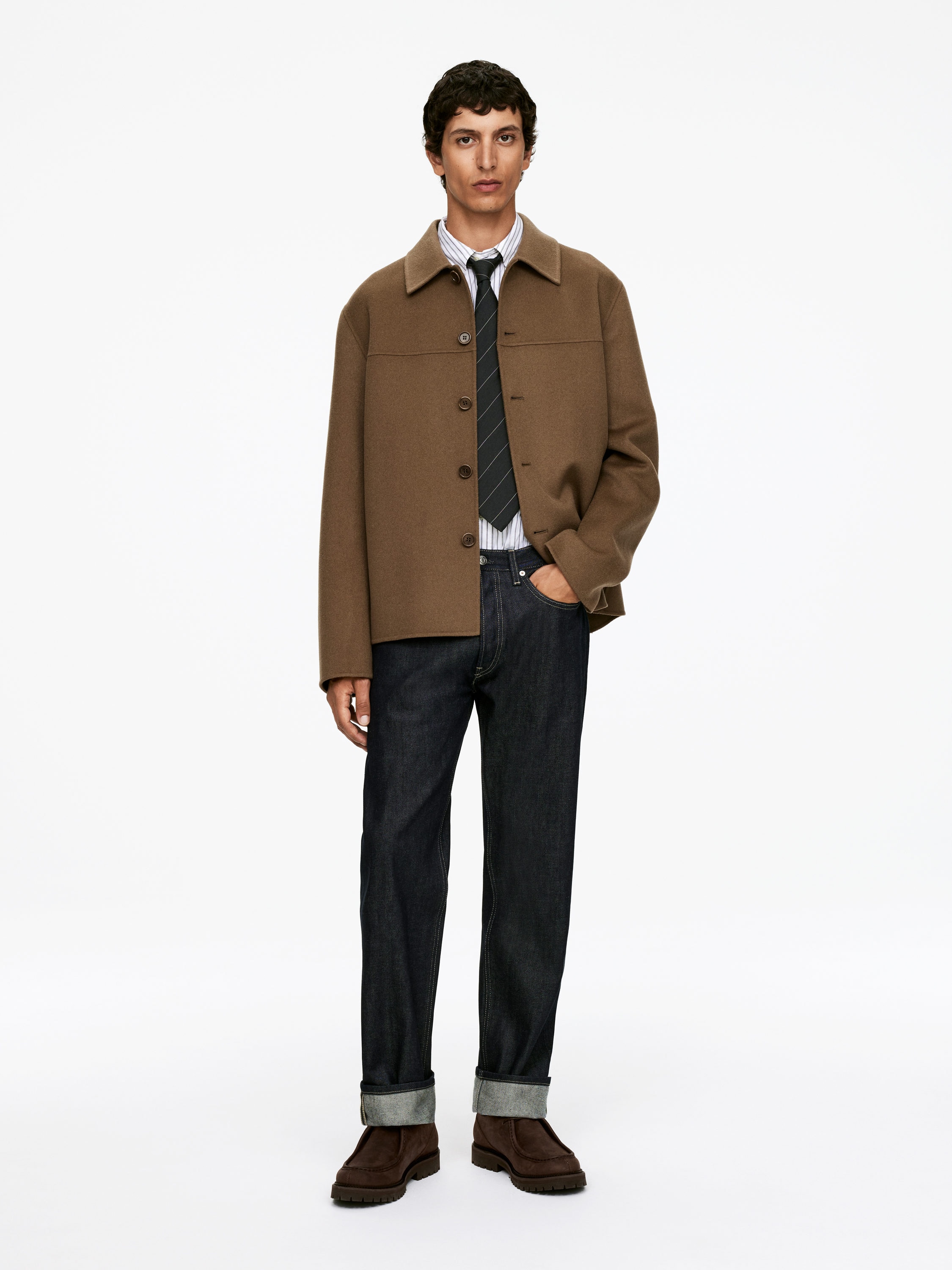 Chaussures en cuir moc toe-#3F3838-16701