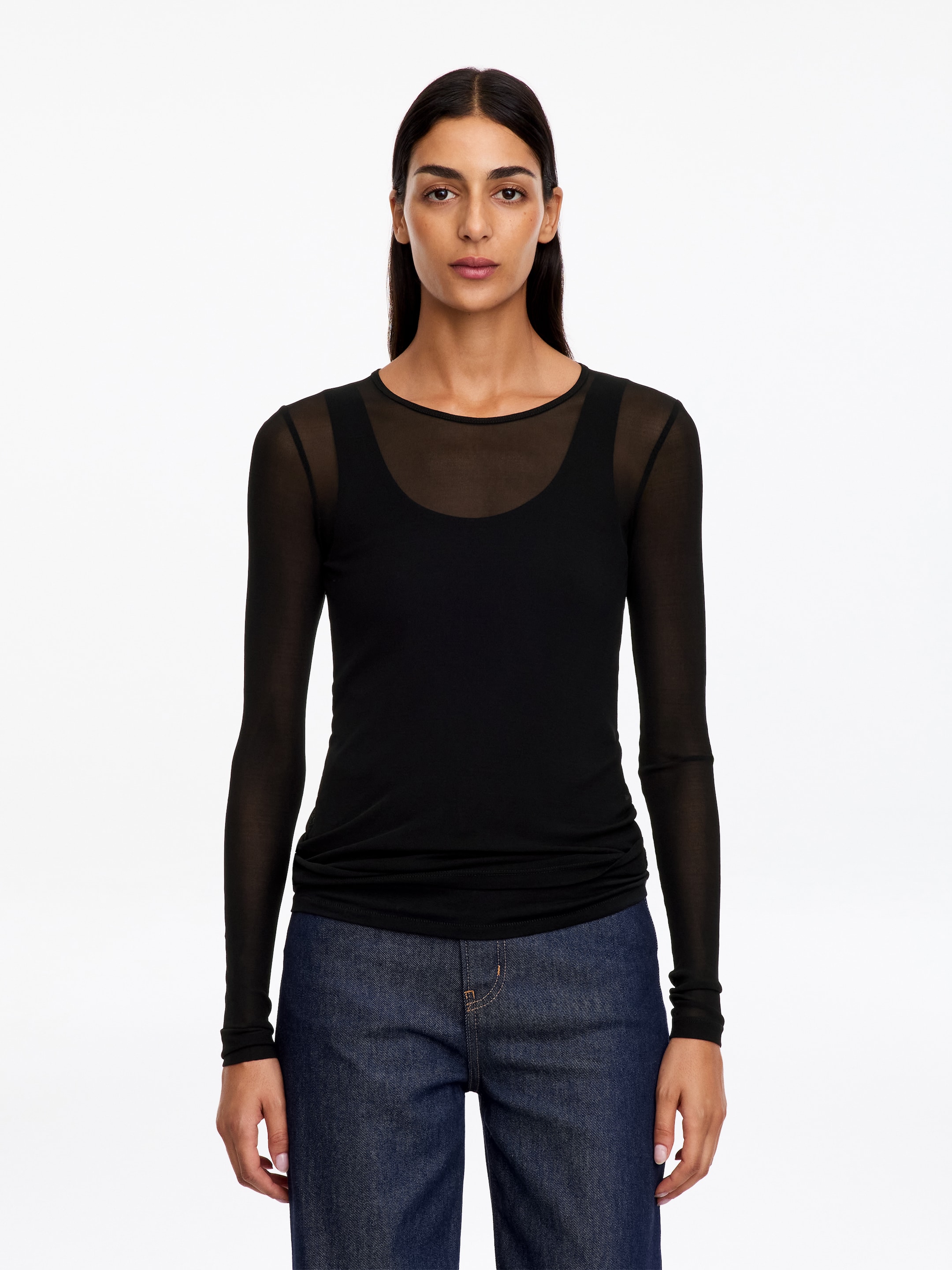 Schmales Seidenoberteil-Black-16089
