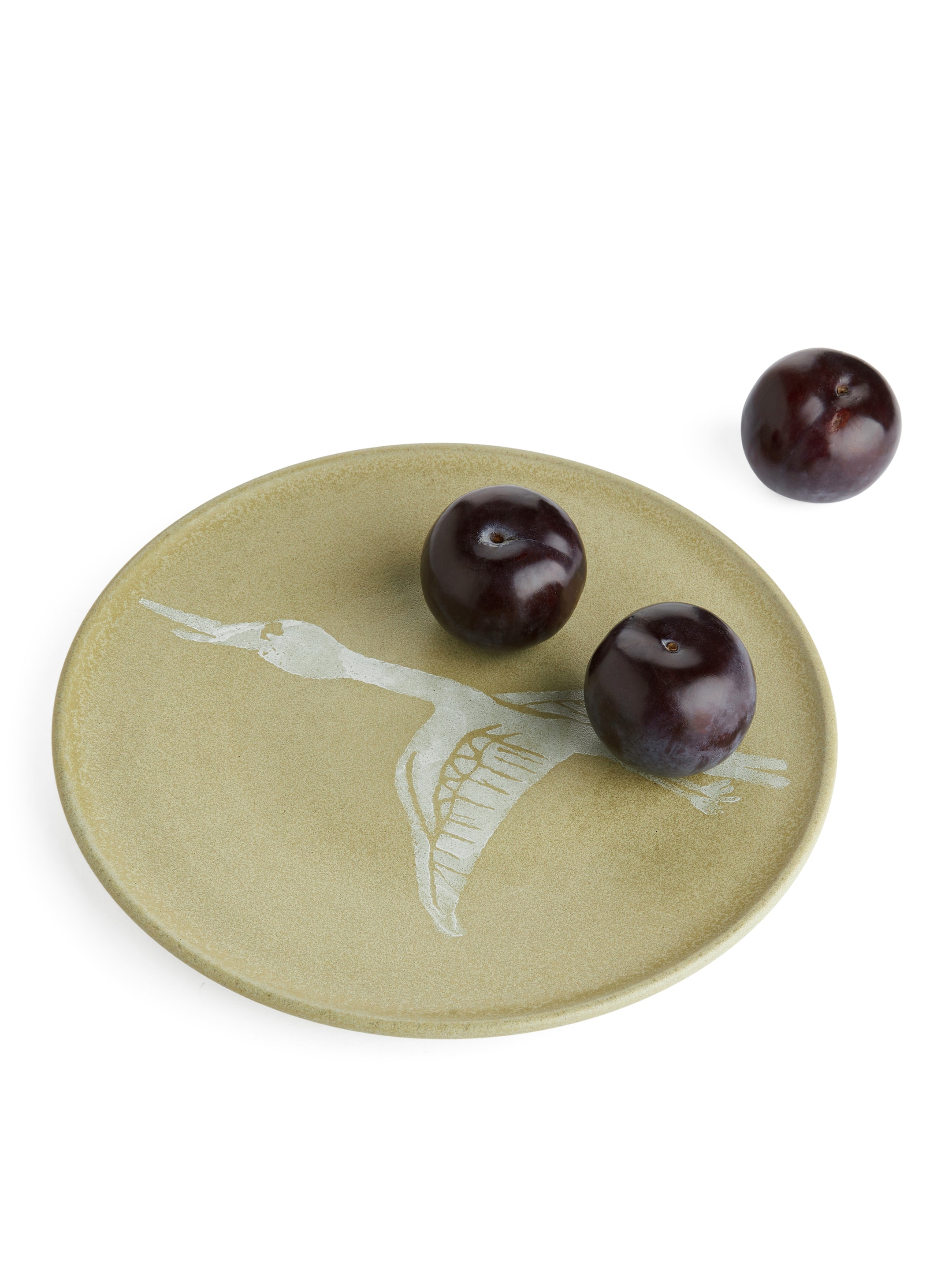 Grösseres Bild ansehen: Handbemalter Teller, 22 cm - Blassgrün/Weißer Vogel - HOME | H&M CH 1