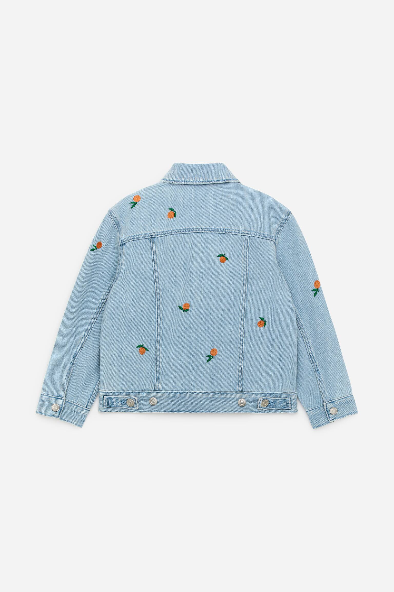 Brodert denimjakke - Blå/oransje/Rosa/blomstrete - 2