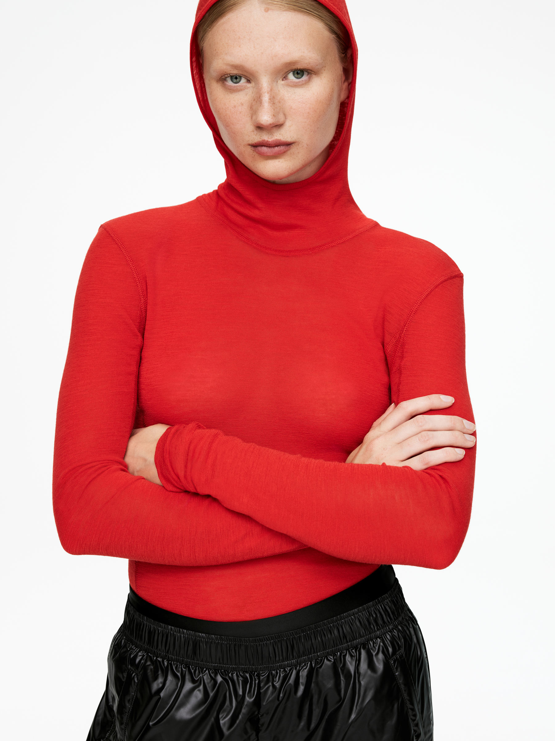 Hooded Wool Jumper - Red - Slim fit - Women - StillMedia/Lookbook - 4