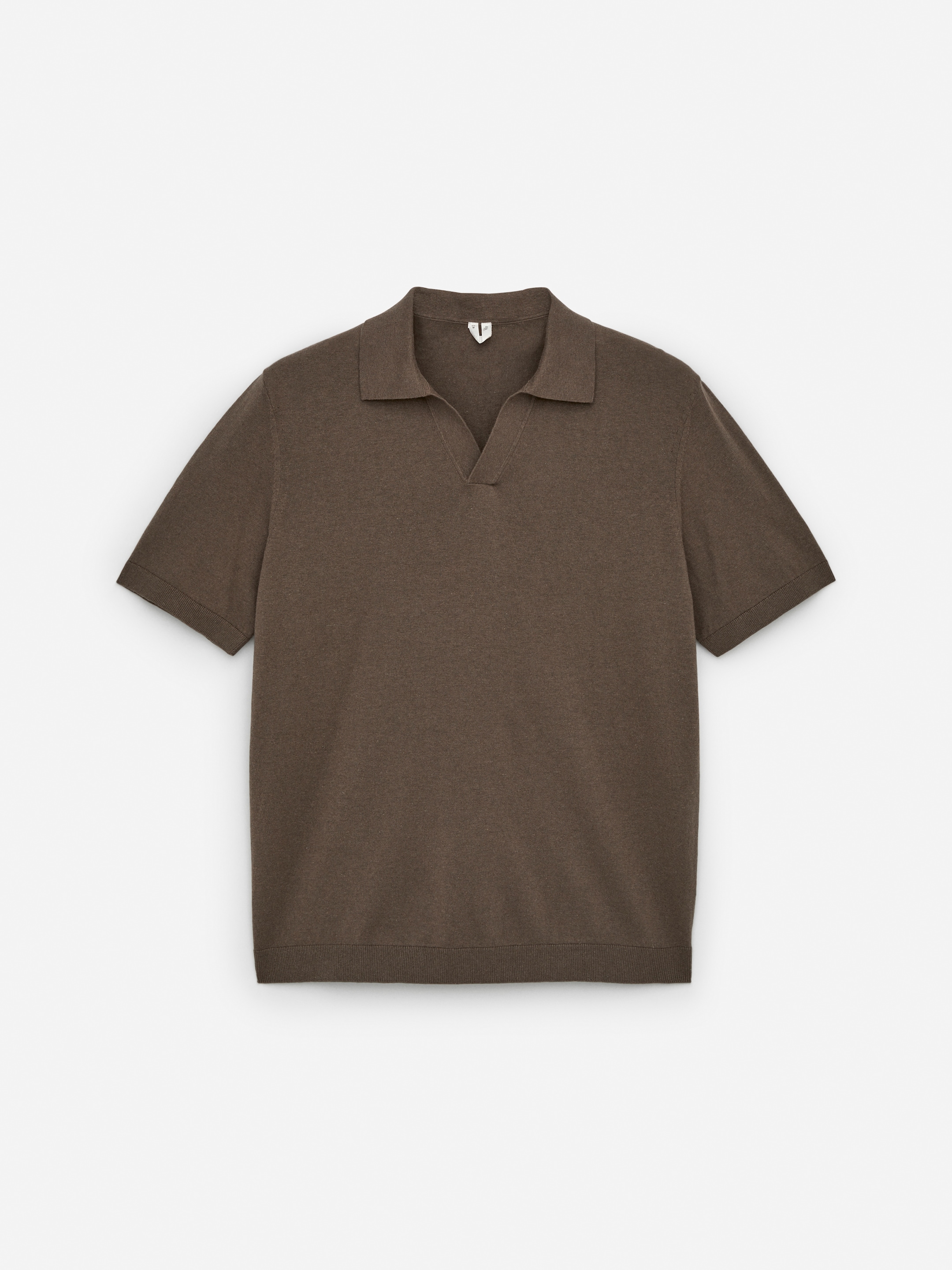 Cotton Linen Polo Shirt-#6C655F-14680