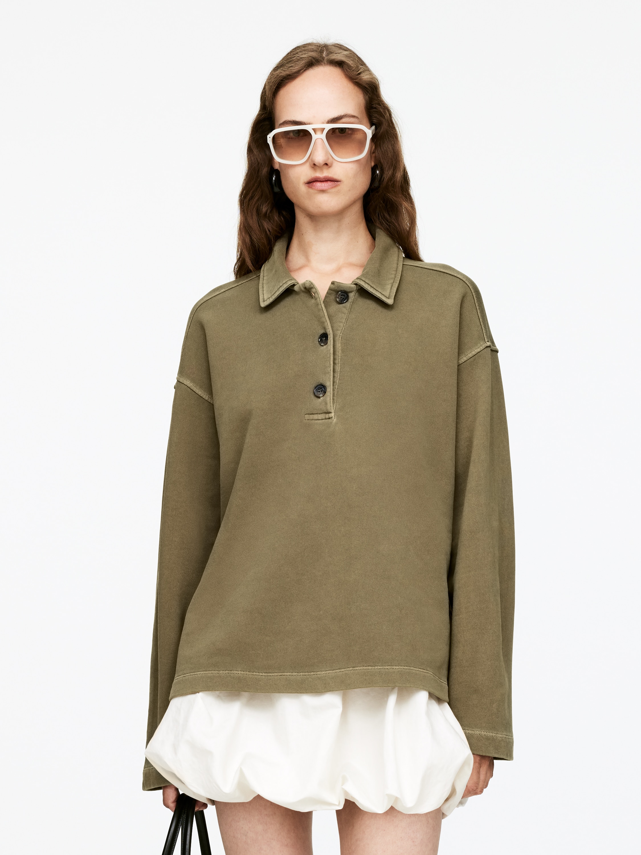 póló stílusú pulóver - Khaki zöld/Pink