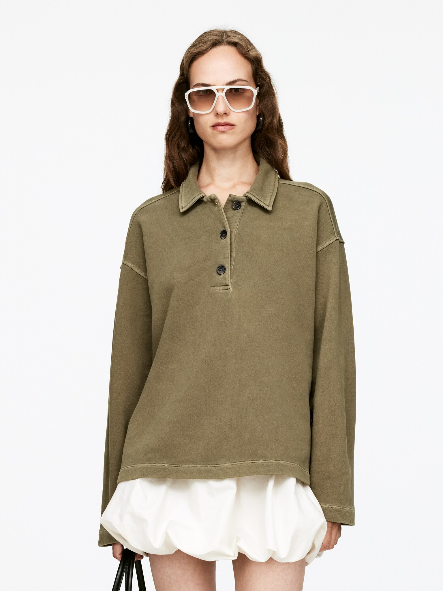 Sweatshirt im Polostil - Khaki