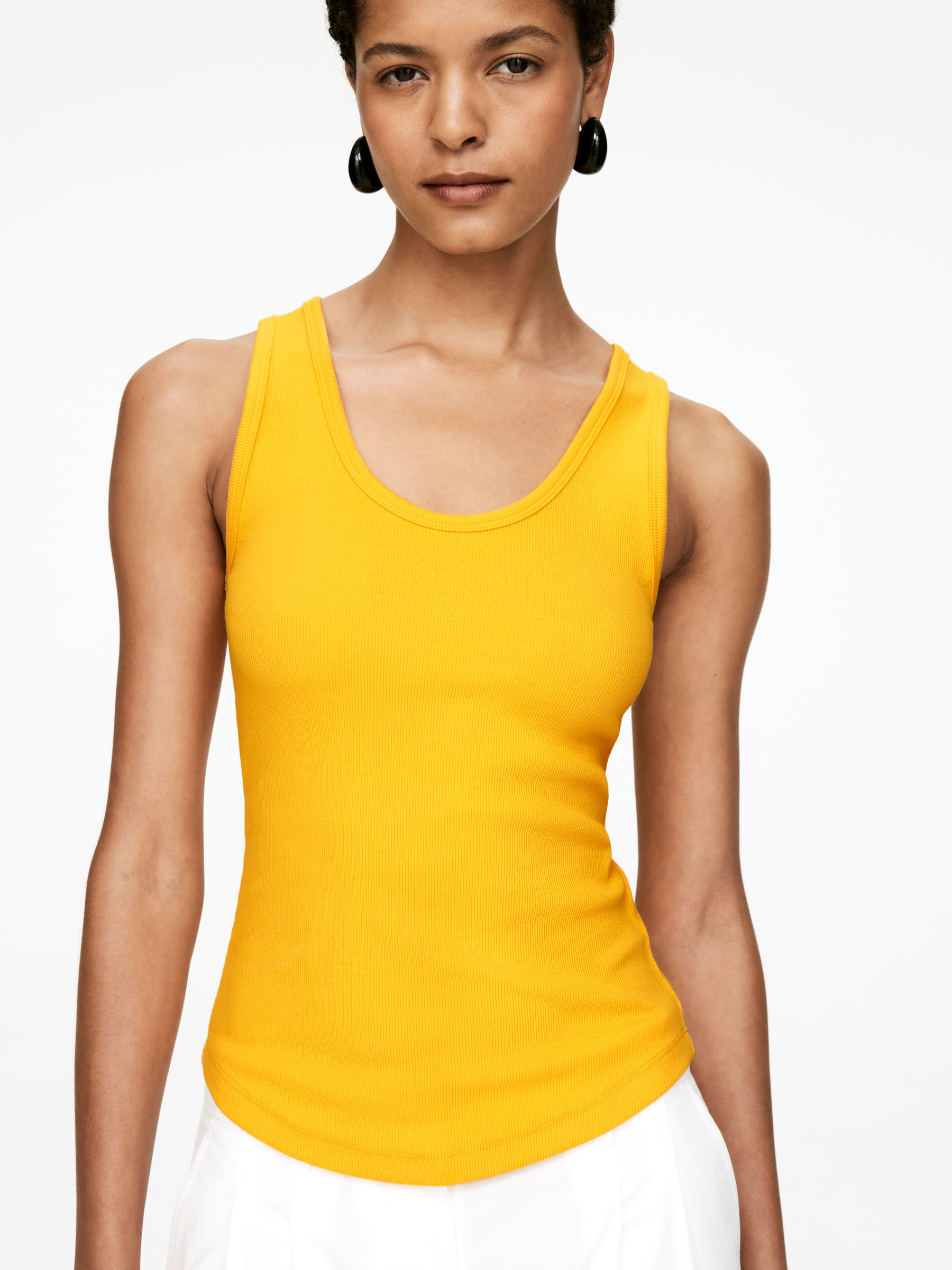 Rib Tank Top - Yellow - Slim fit - Women - StillMedia/Lookbook - 5