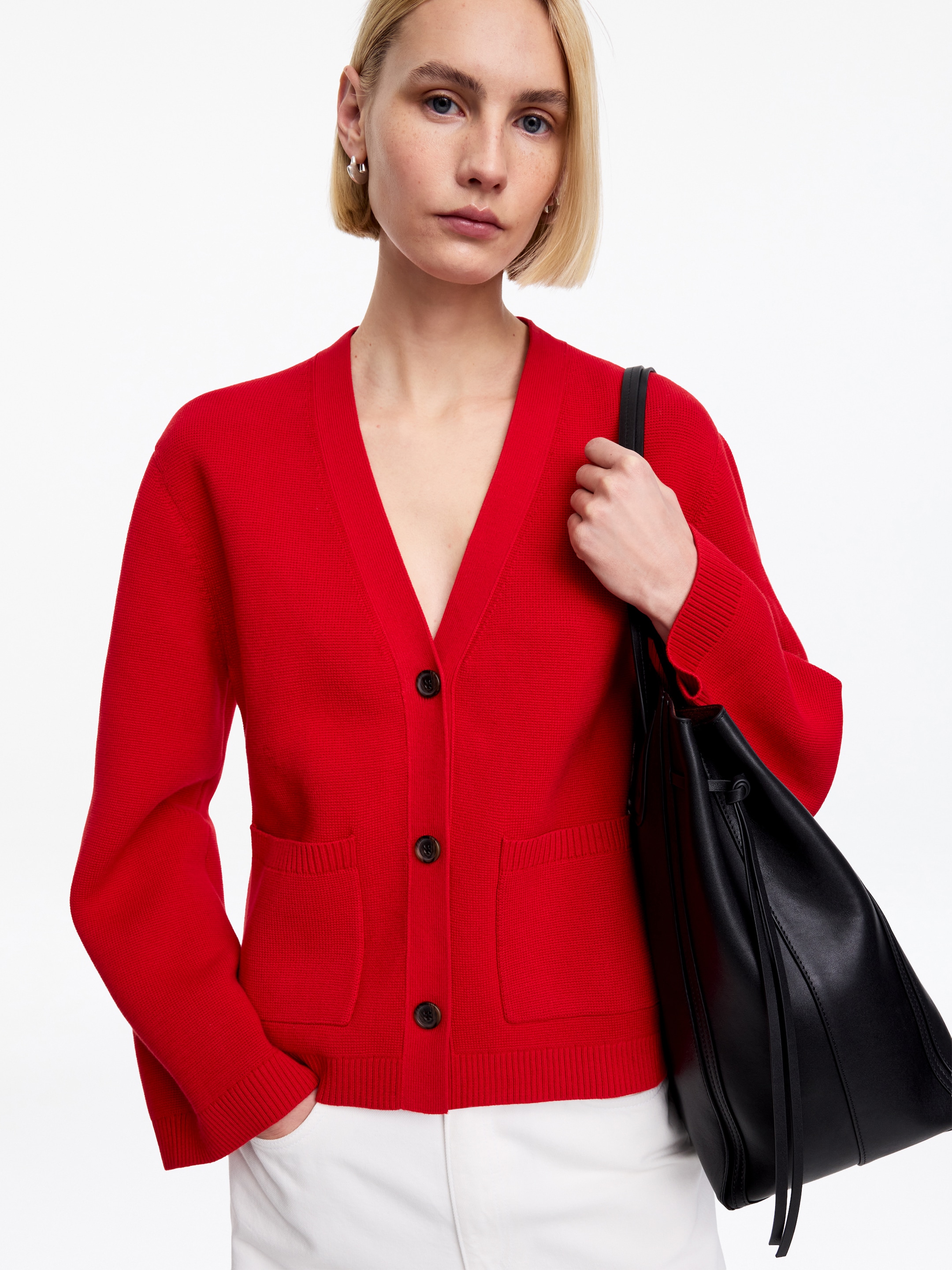Strickjacke aus Baumwolle - Rot - Loose Fit - Damen - StillMedia/Lookbook - 9