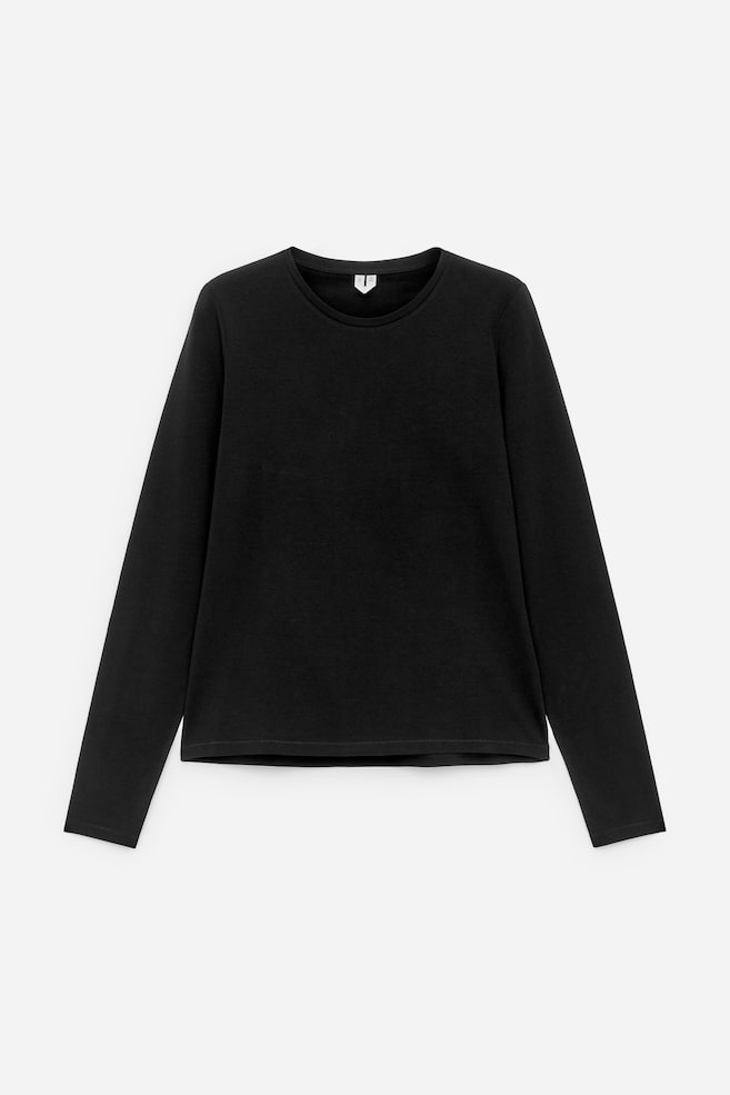 Camiseta ajustada de manga larga - Negro - 1