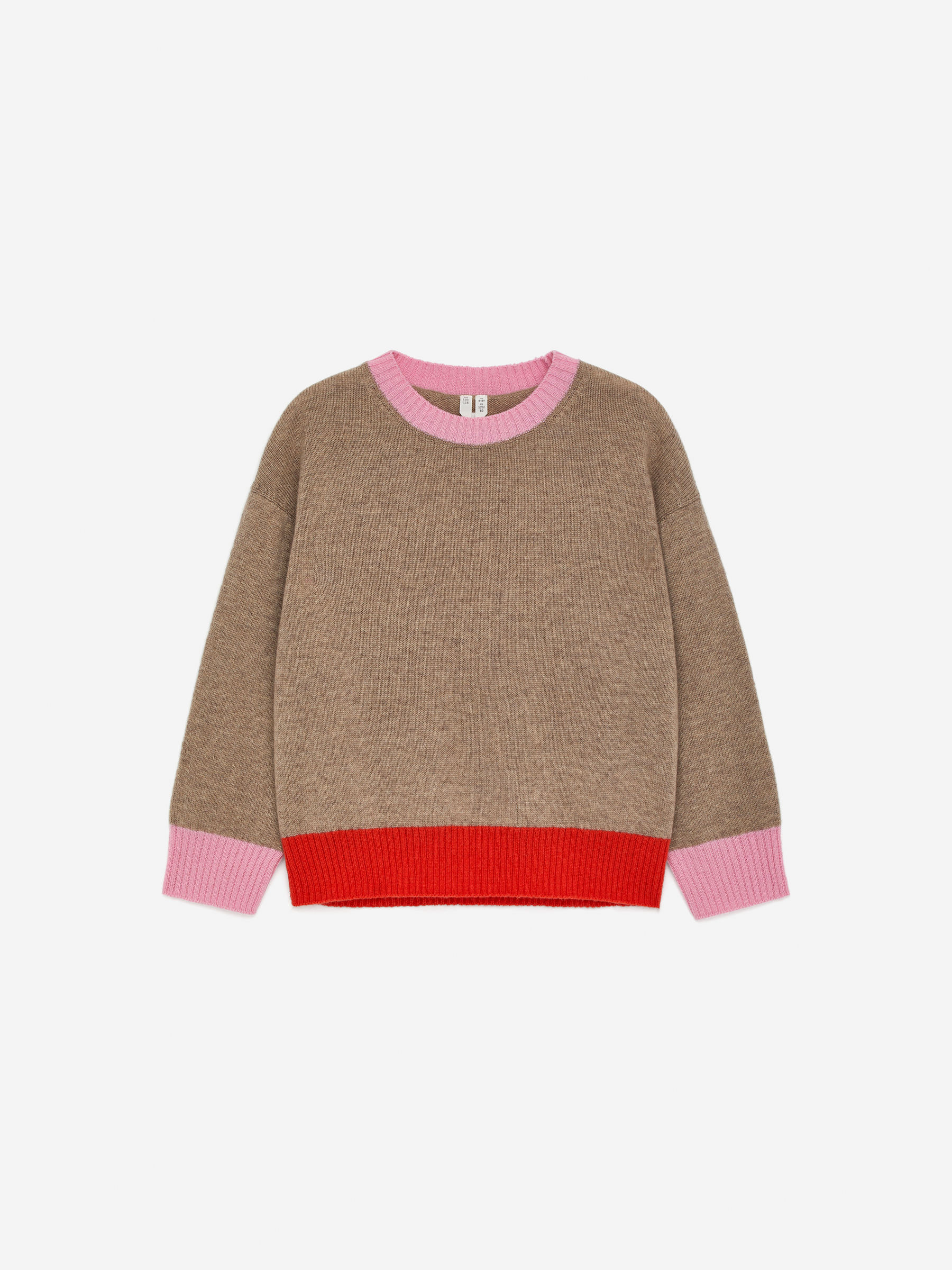 Colour-Block Wool Jumper-#97897C-16693