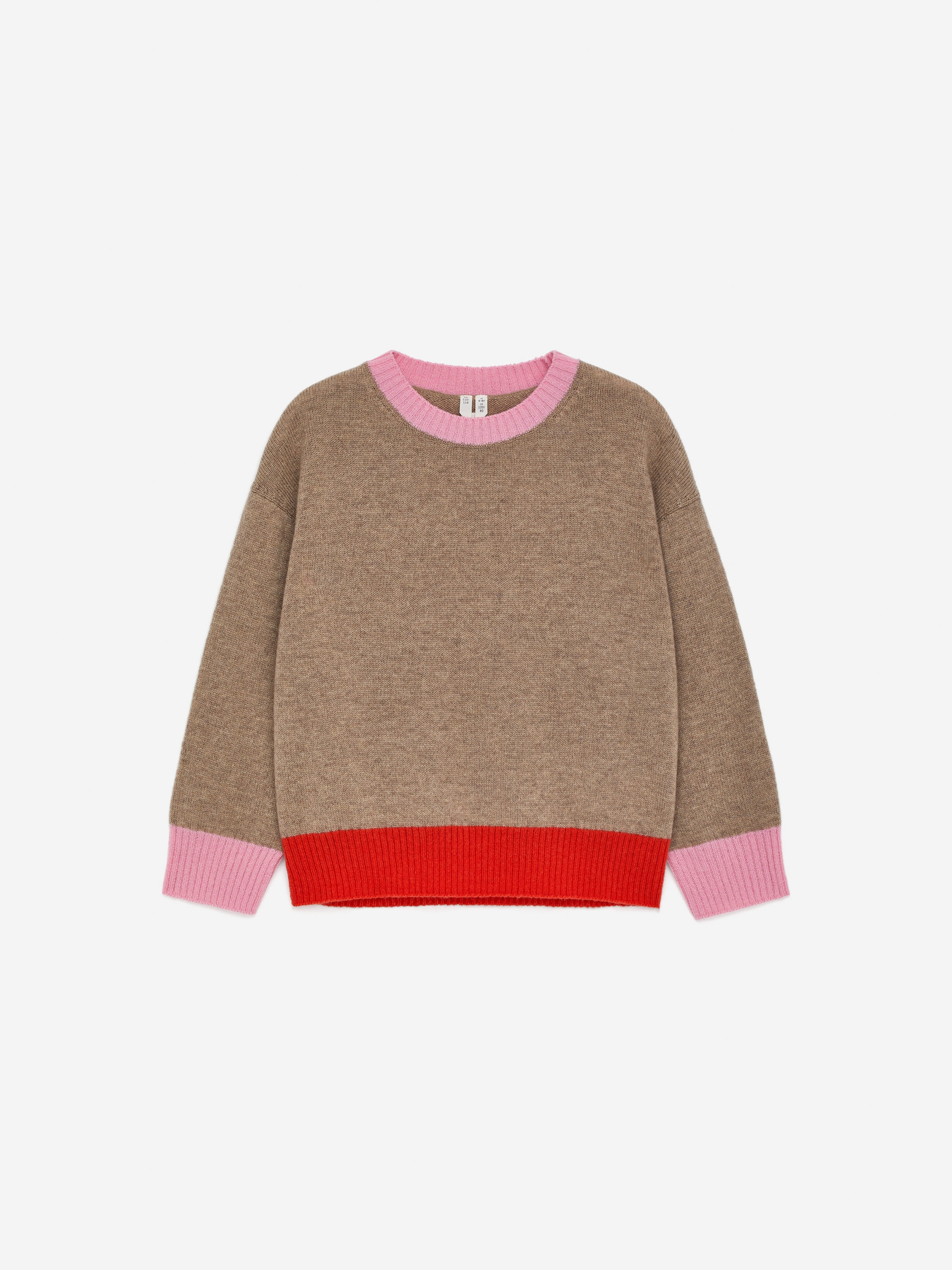 Wollpullover im Colorblock-Design-Beige-16693