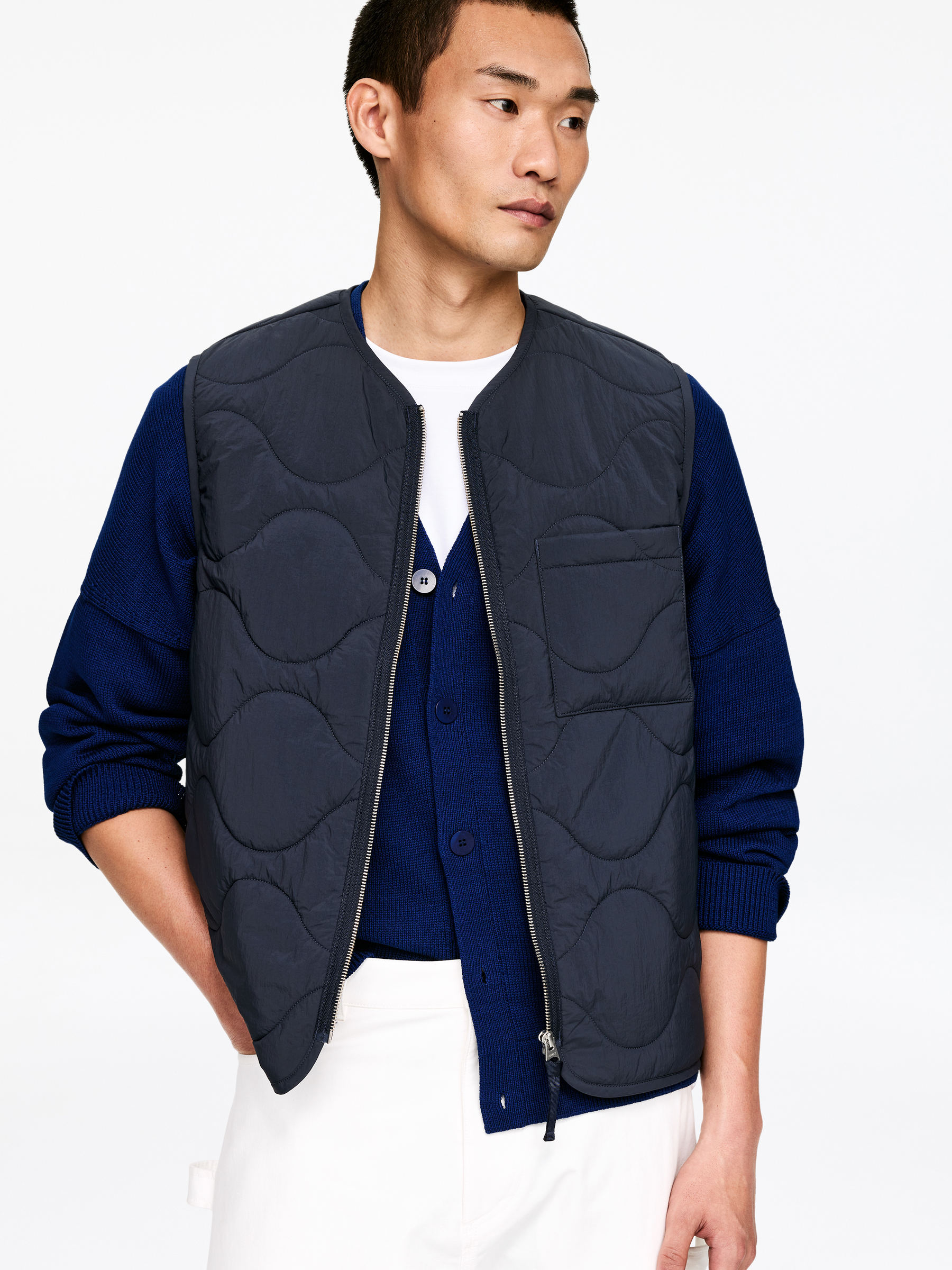2-in-1 Quilted Liner Vest - Dark Blue - Regular fit - Men - StillMedia/Lookbook - 40