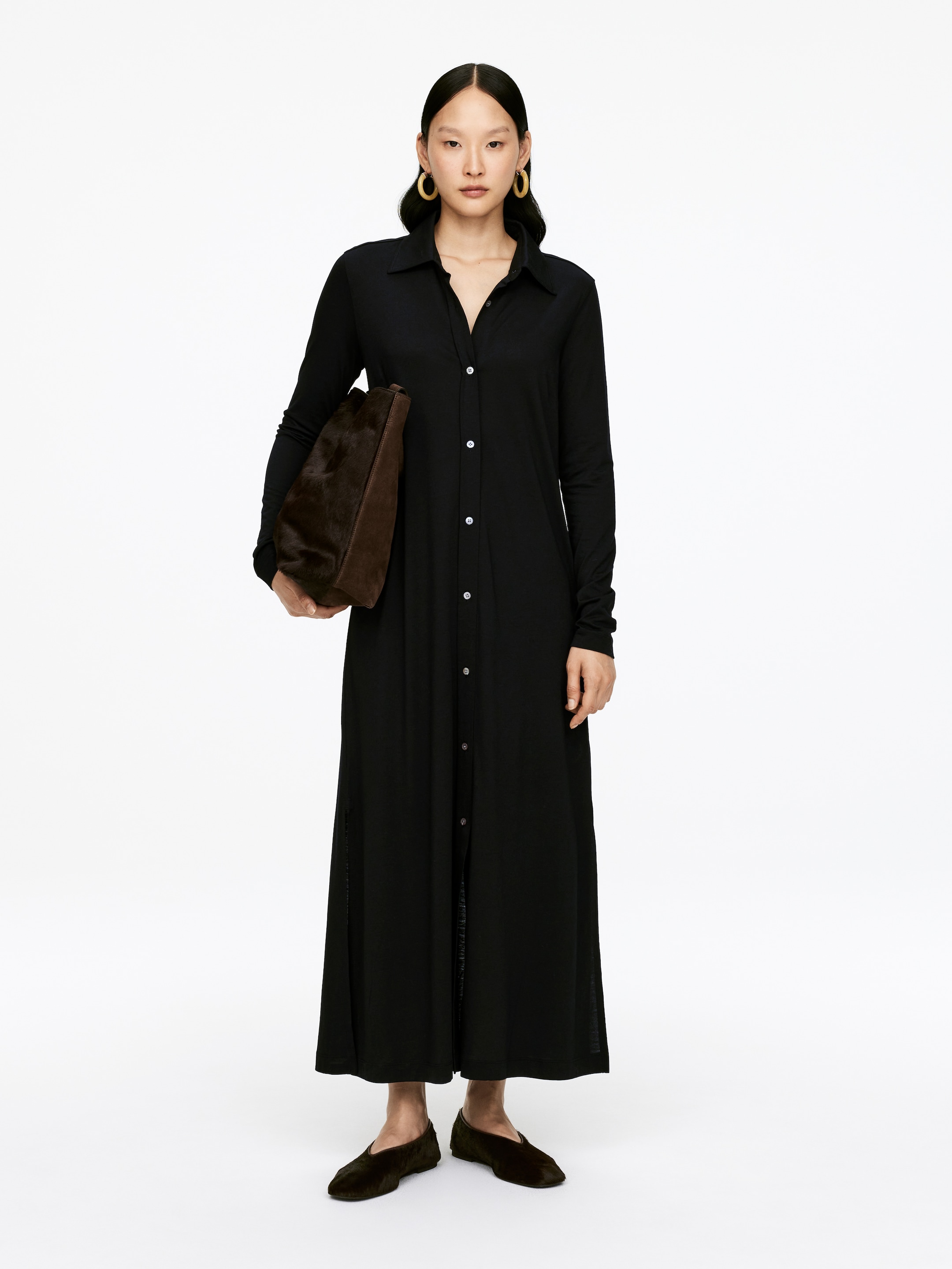 Ver imagem maior: Vestido-camisa maxi - Preto - SENHORA | H&M PT 1