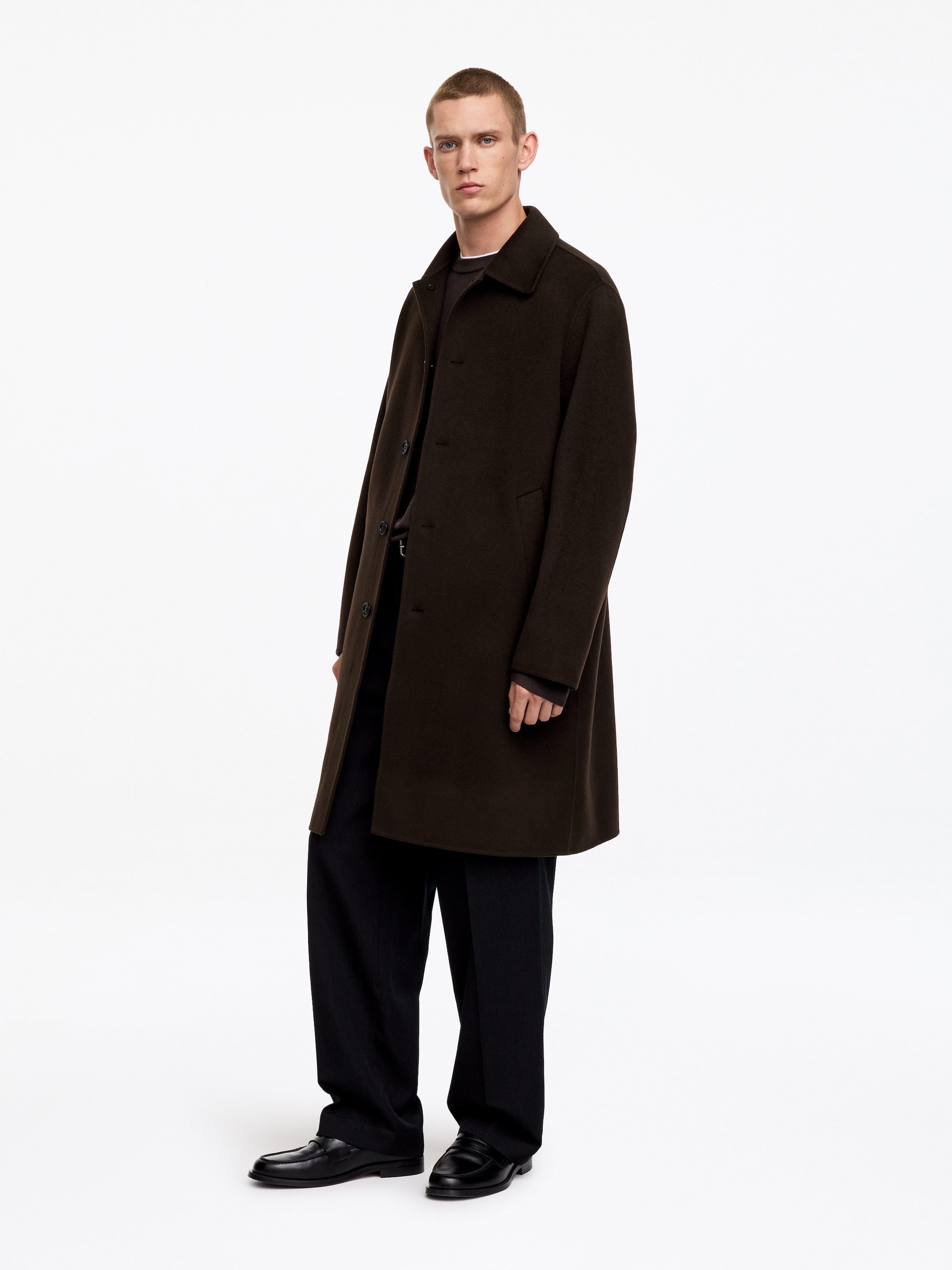 Doubleface-Mantel aus Wolle - Dunkelbraun - Relaxed Fit - men - StillMedia/Lookbook - 3