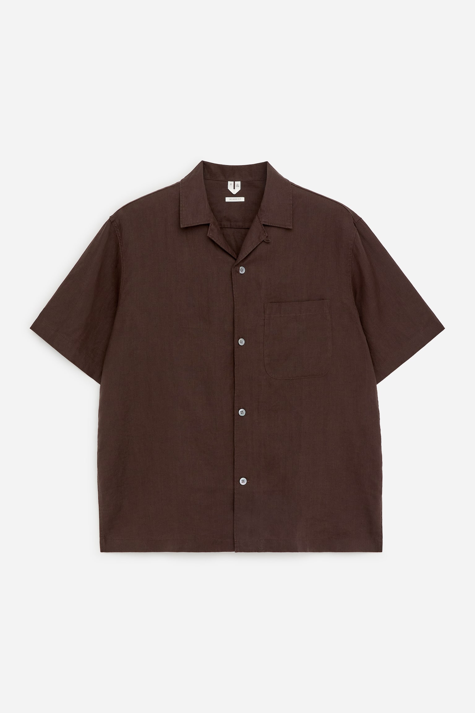 Overhemd met resort-kraag en ruimvallende pasvorm - Bruin/Donkerblauw/Wit - 2