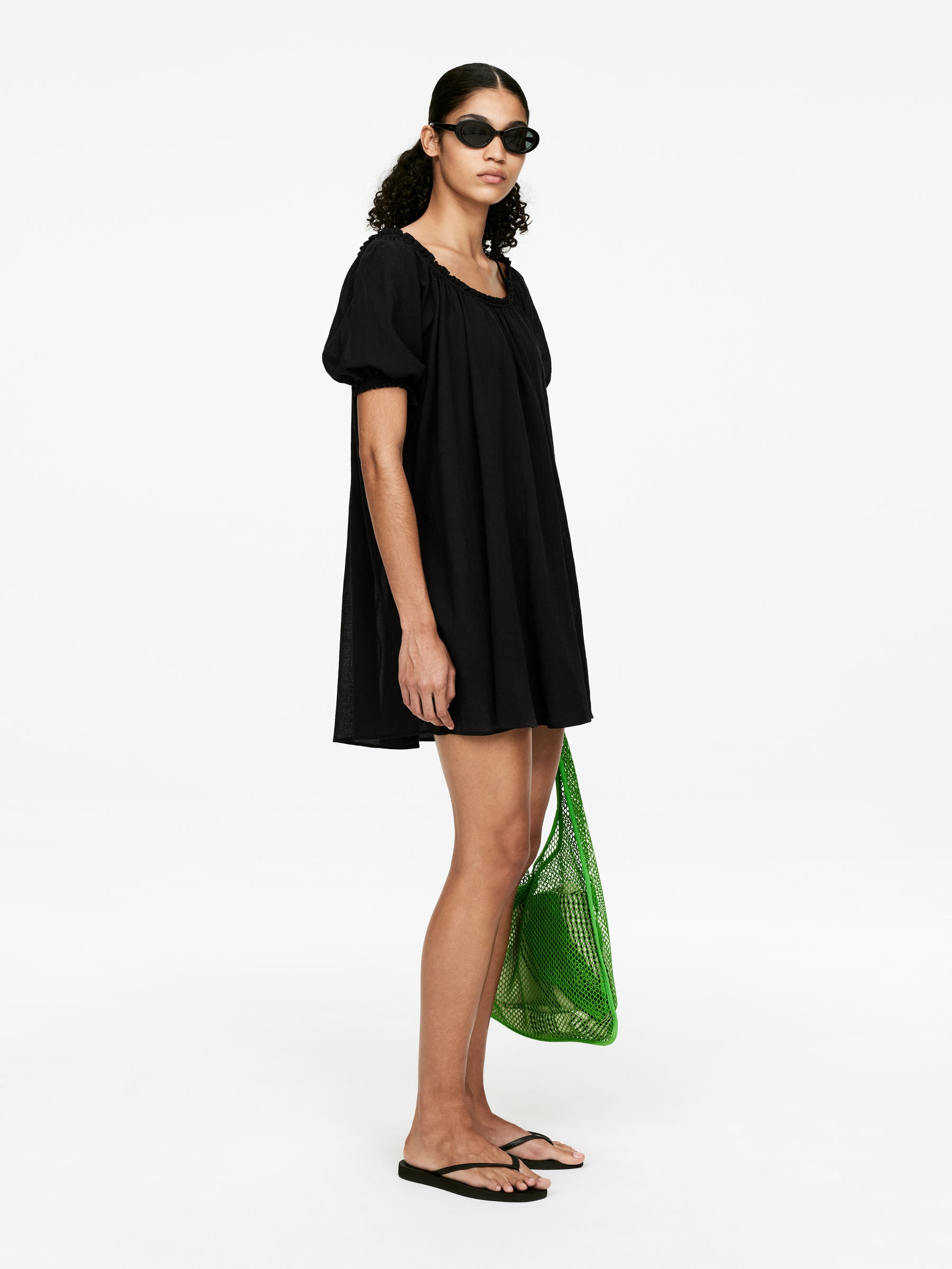 Cotton Voile Beach Dress - Black - Loose fit - Women - StillMedia/Lookbook - 4