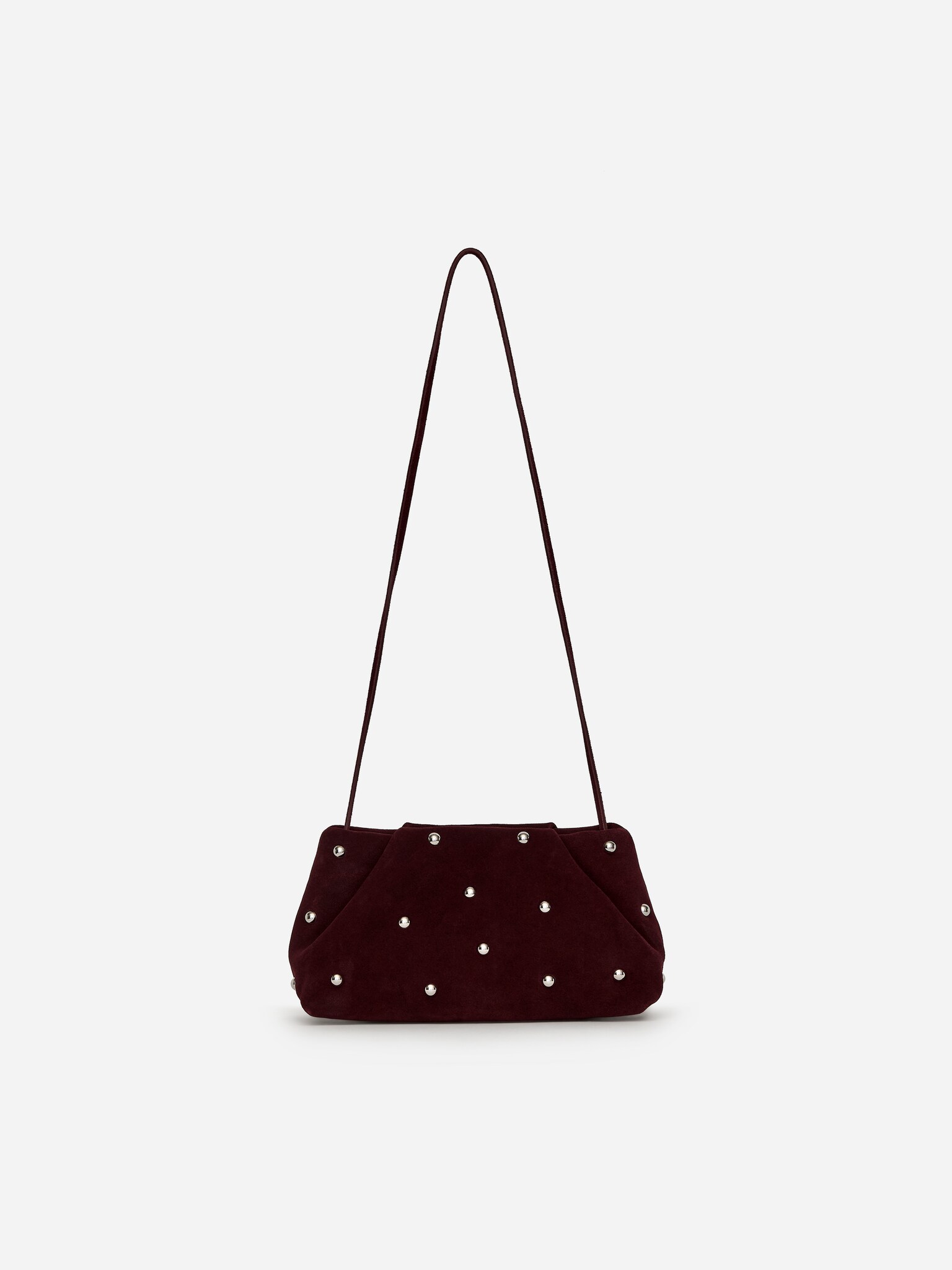 Pochette cloutée en daim - Bordeaux - 2