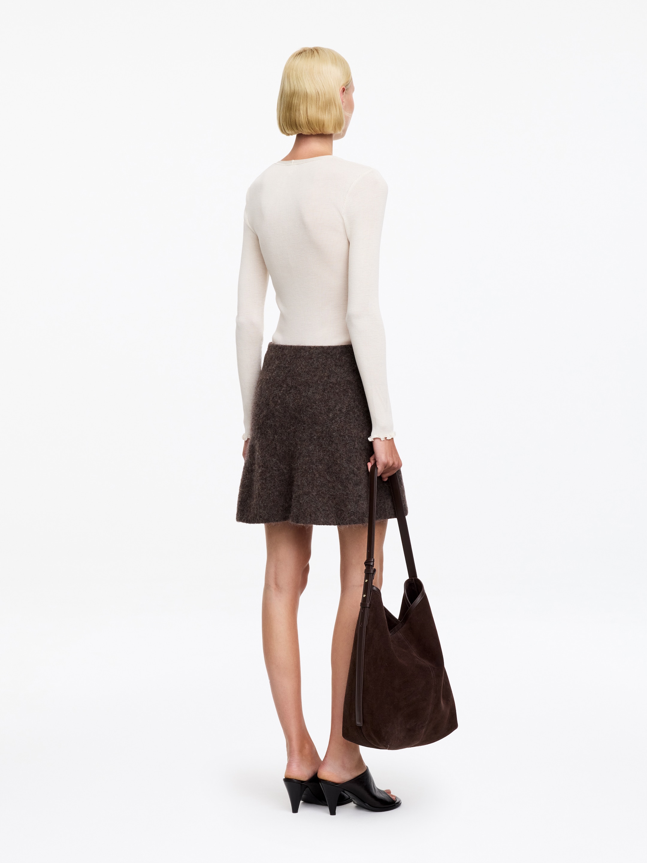 Jupe en mélange de laine et d'alpaga - Marron - Loose fit - Femme - StillMedia/Lookbook - 9