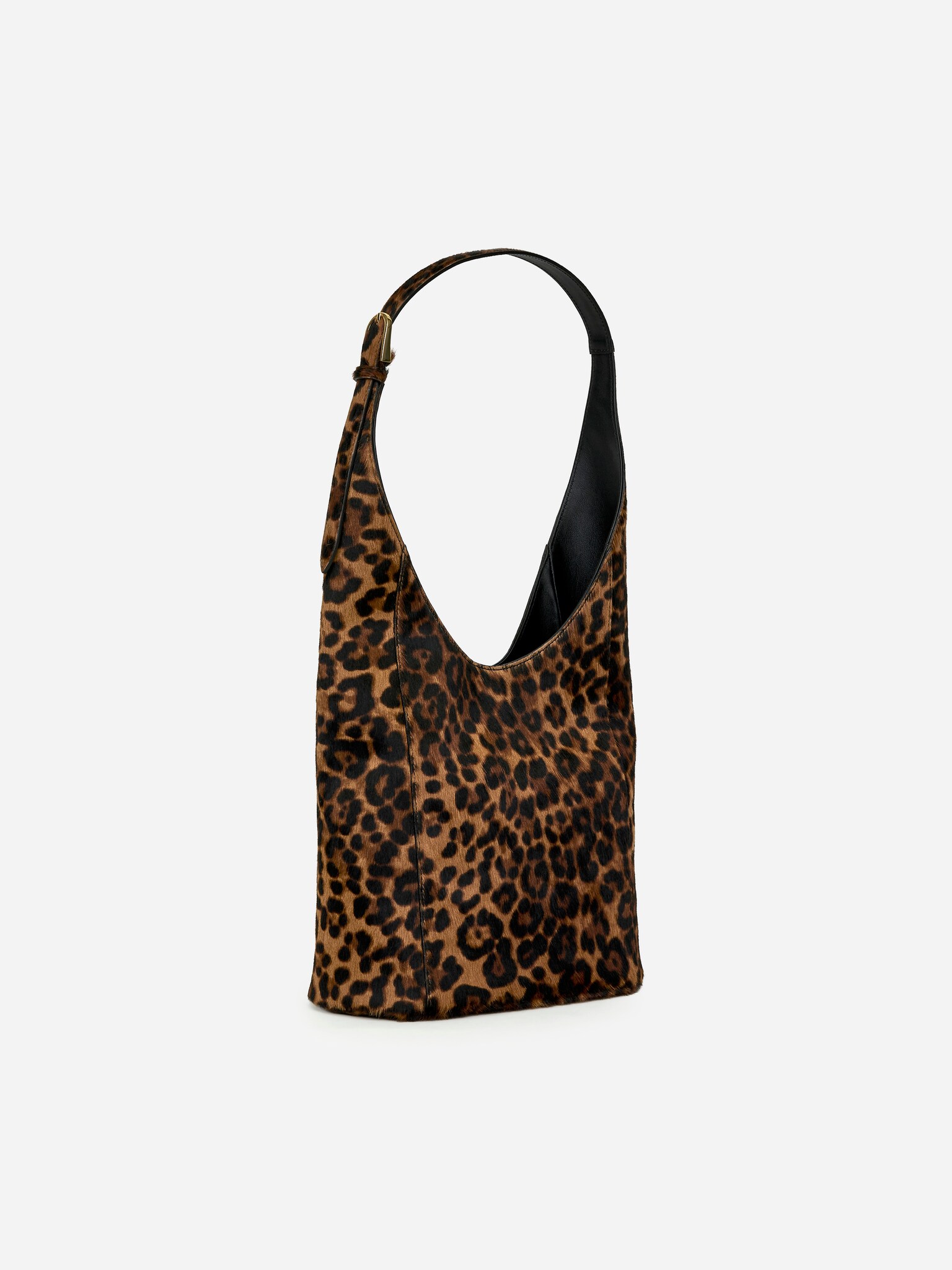 Sac cabas en daim effet crin - Marron/Noir - 4