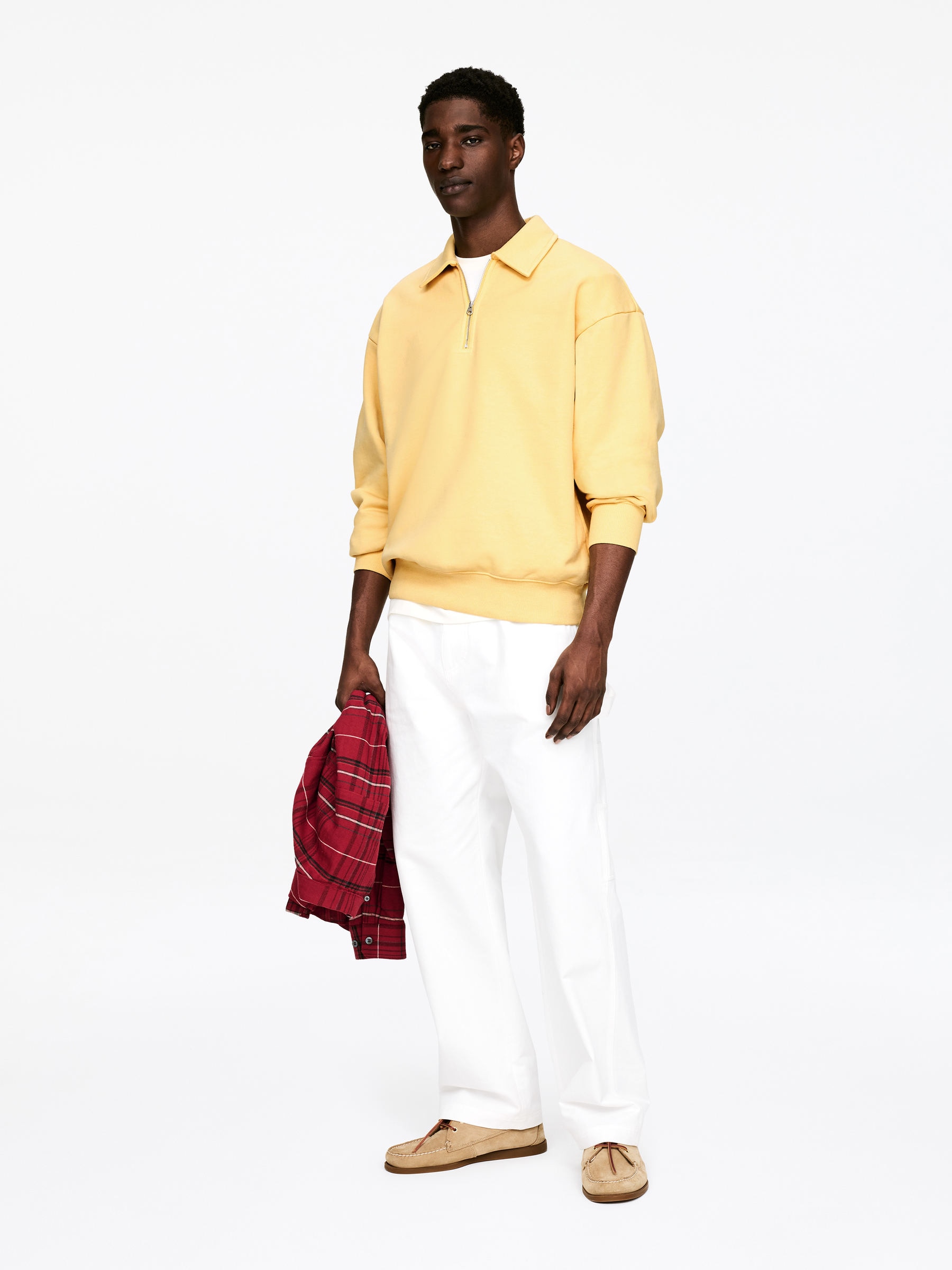 Half Zip Polo Shirt - Faded Yellow - Regular fit - Men - StillMedia/Lookbook - 4