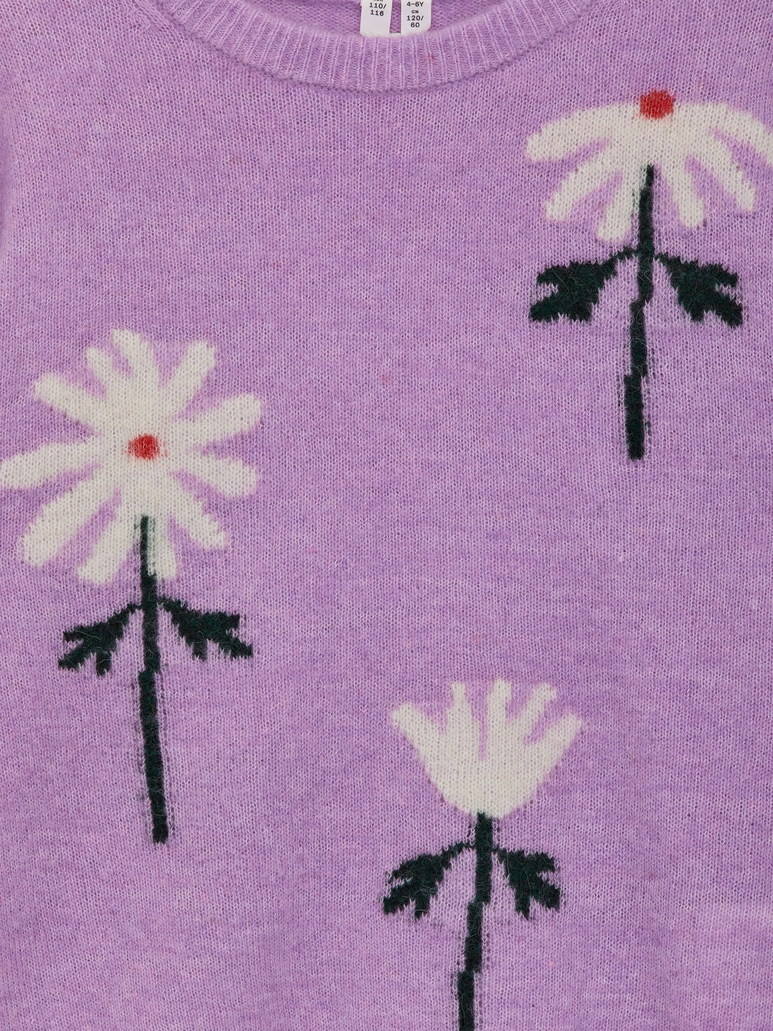Pull en maille intarsia - Lilas/Marguerites/Vert/Cœurs lilas - 3