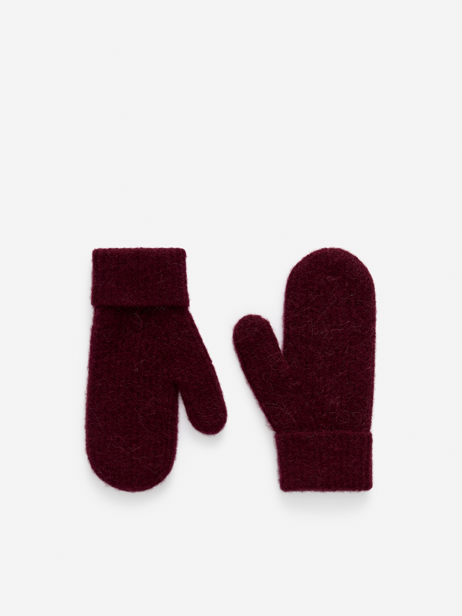 Moufles en mélange de laine et d'alpaga - Bordeaux/Beige chiné - 1