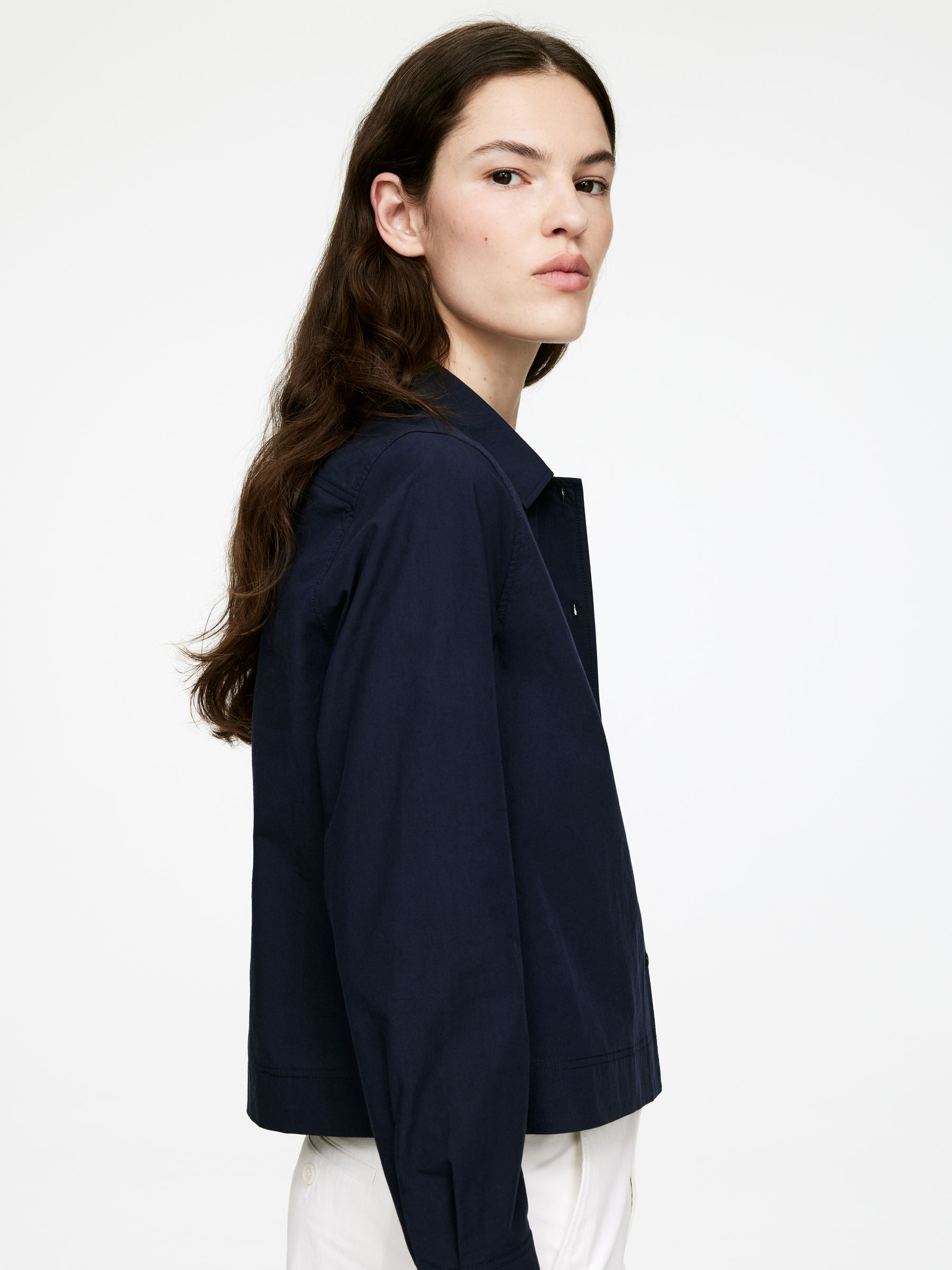 Cropped Poplin Shirt - Dark Blue - Regular fit - Women - StillMedia/Lookbook - 6