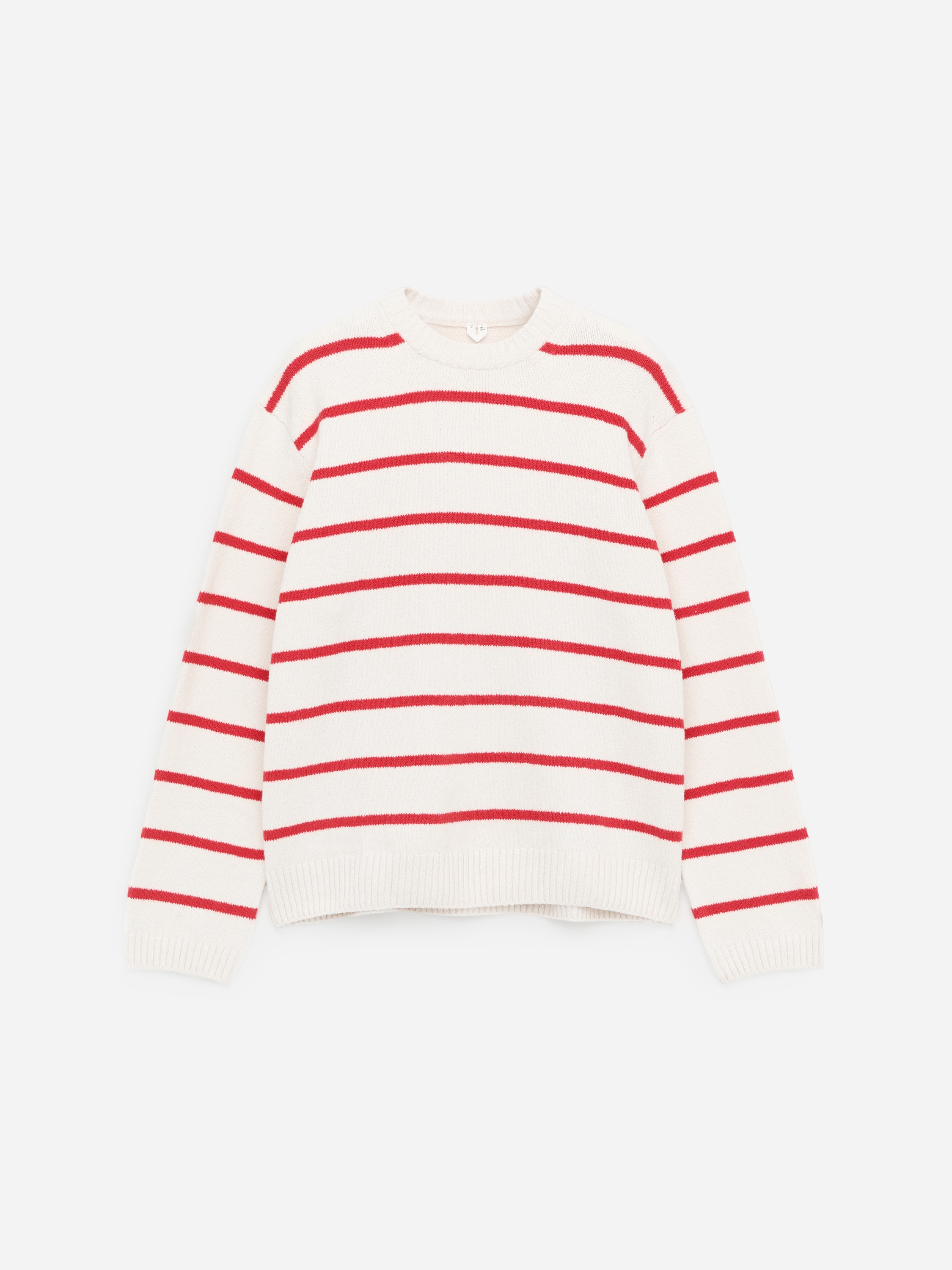 Maglione con vestibilità rilassata in misto cotone - Bianco sporco/Rosso