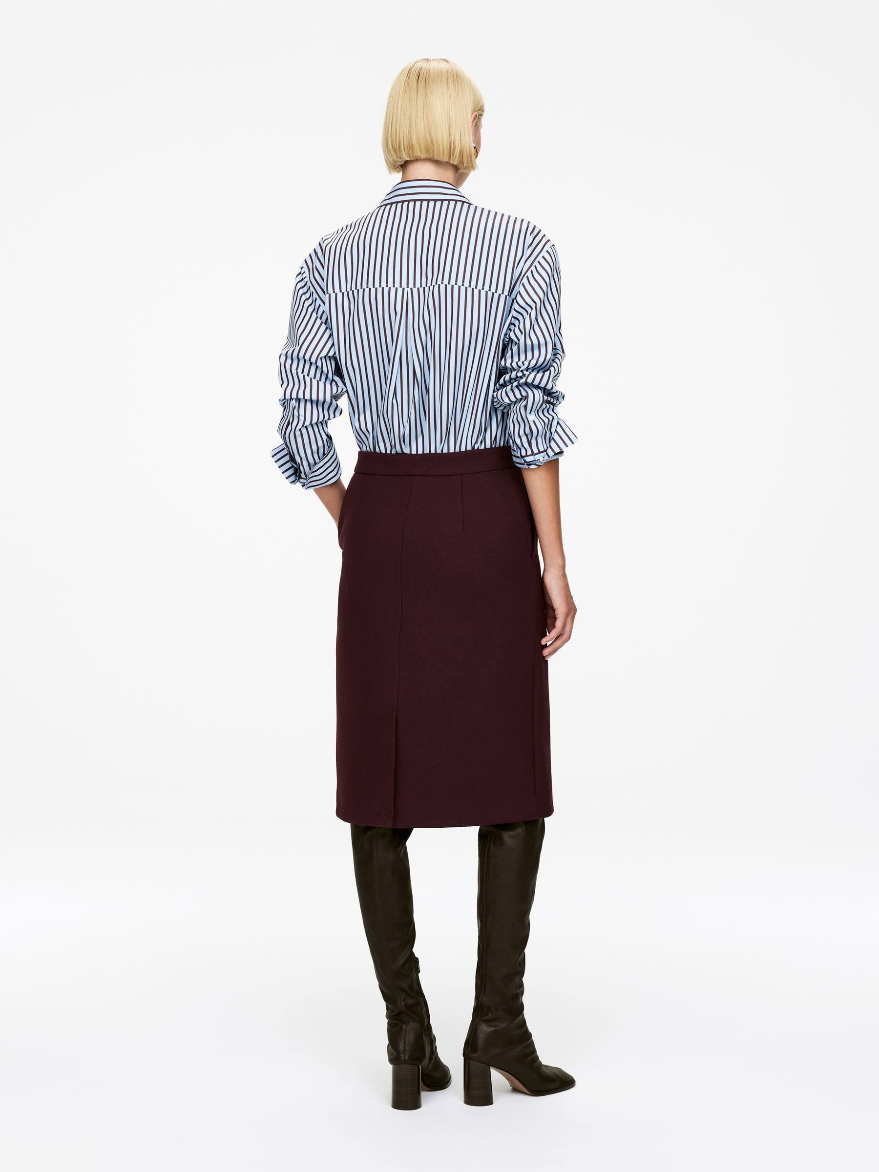 Wool-Blend Zip Skirt - Dark Red - Regular fit - Women - StillMedia/Lookbook - 6