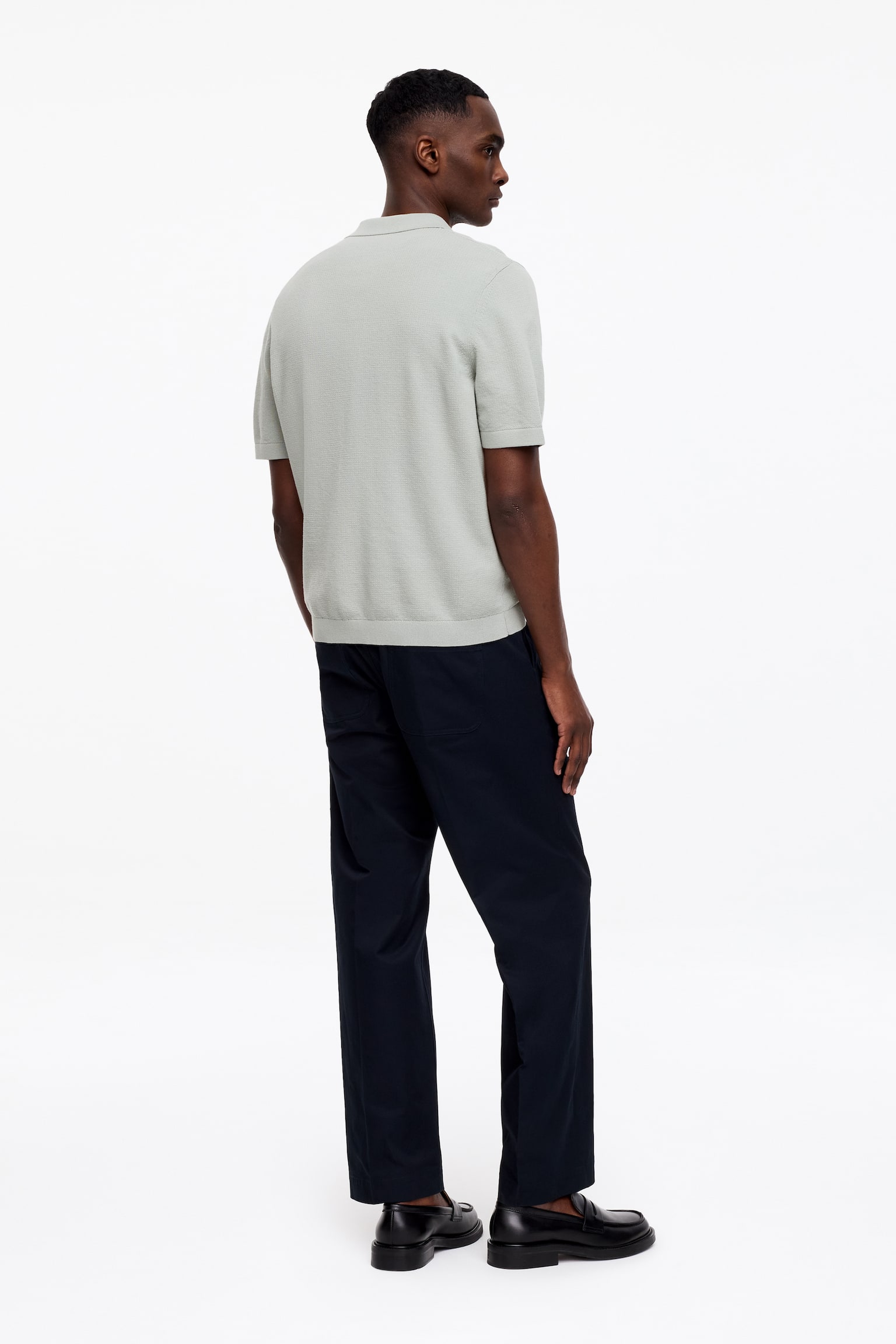 Polo shirt med textur - Mintgrön/Mörkblå/Off-white - 5