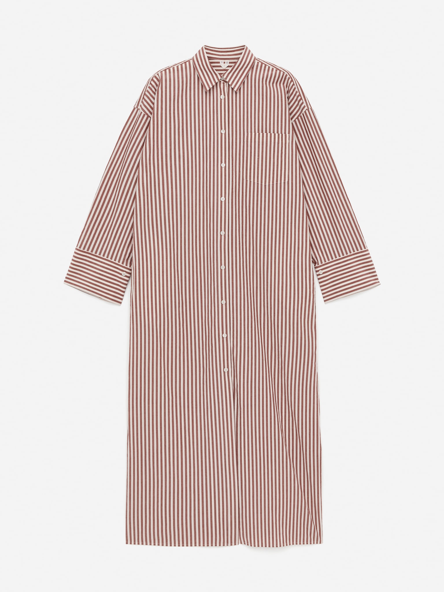 Hemdkleid aus Baumwolle - Braun/Weiß