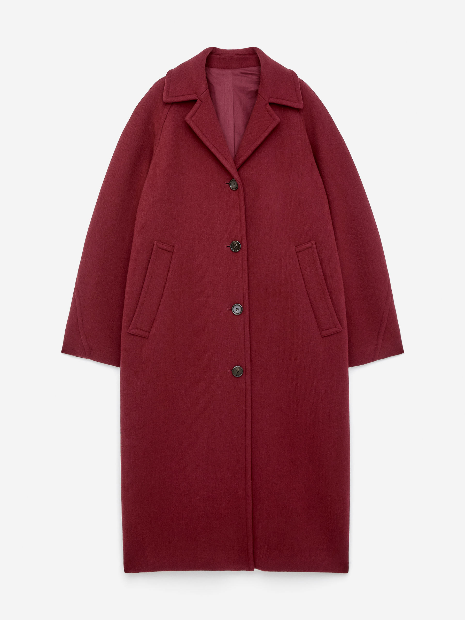 Oversized Wool-Blend Coat-Red-17029
