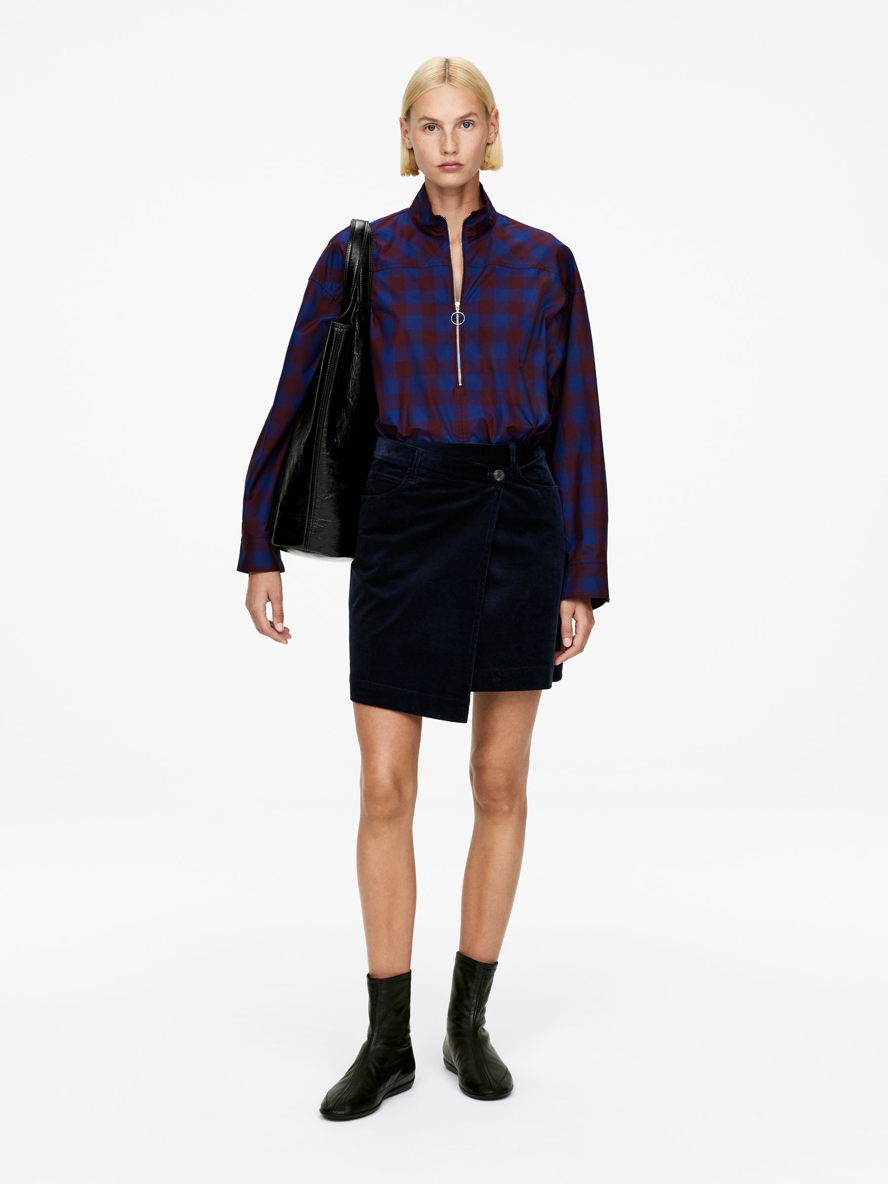 Corduroy Wrap Skirt-#0A041F-13414