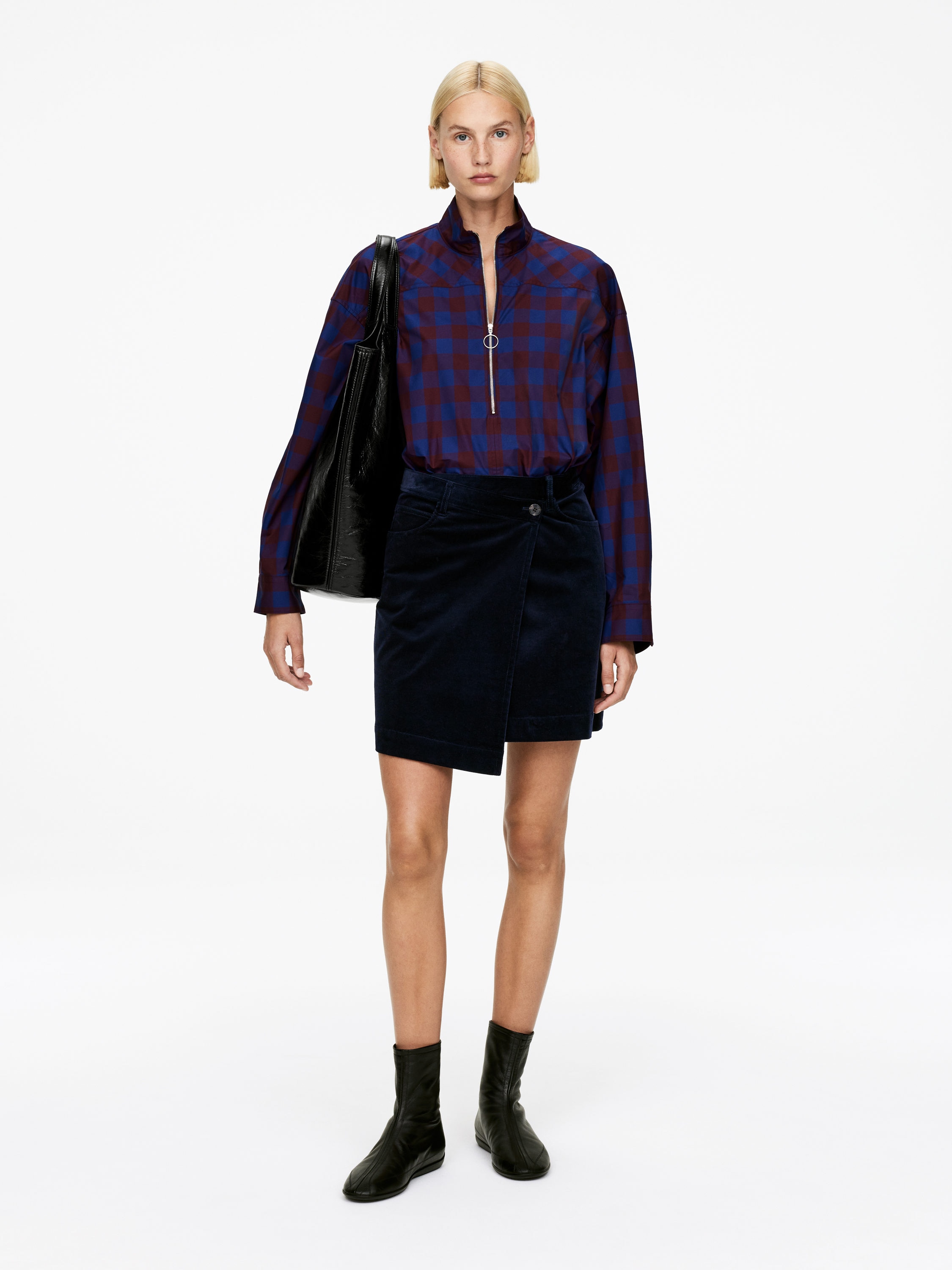Corduroy Wrap Skirt - Dark Blue - Regular fit - Women - StillMedia/Lookbook - 13